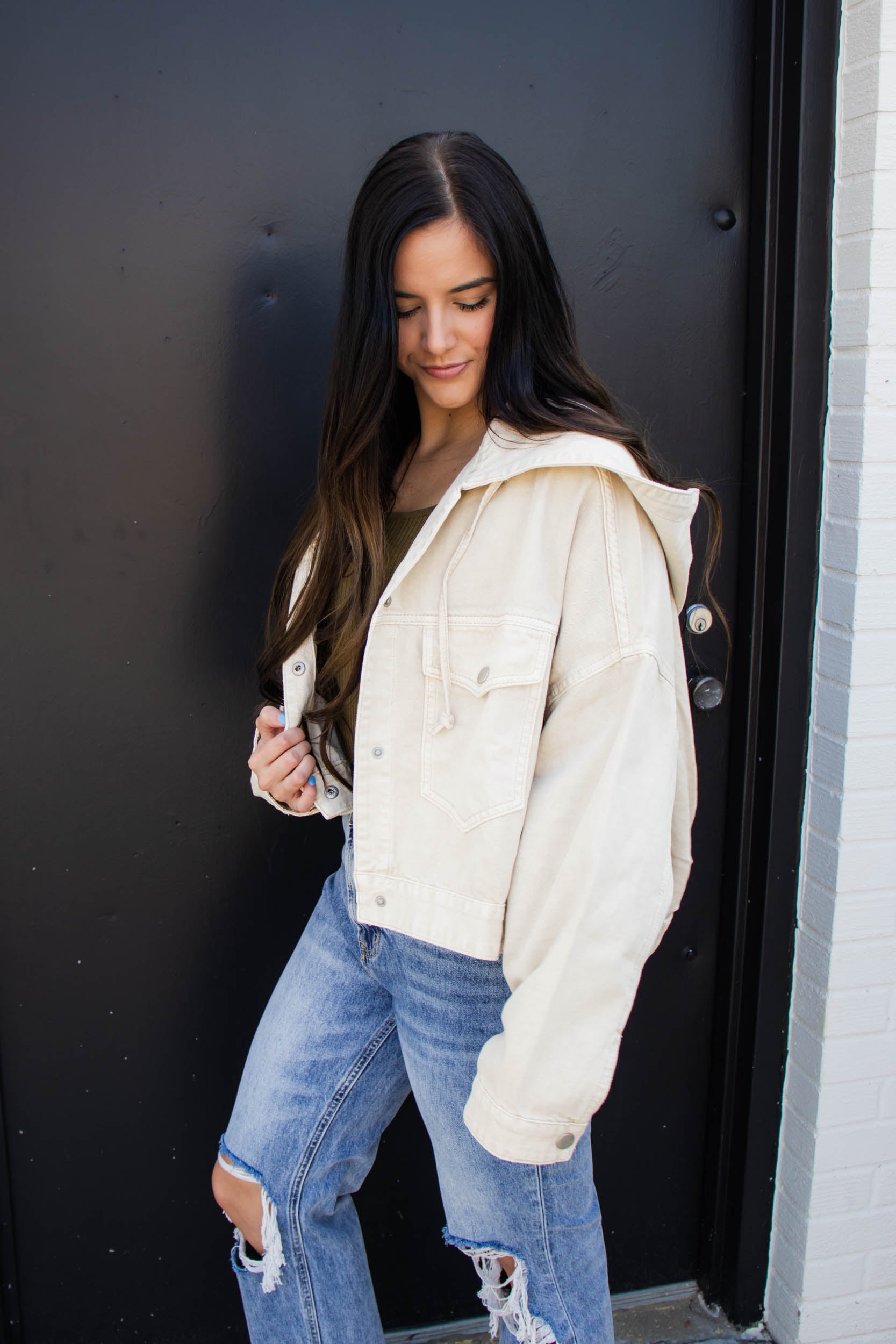 Chandler Hooded Jacket | Washed Beige