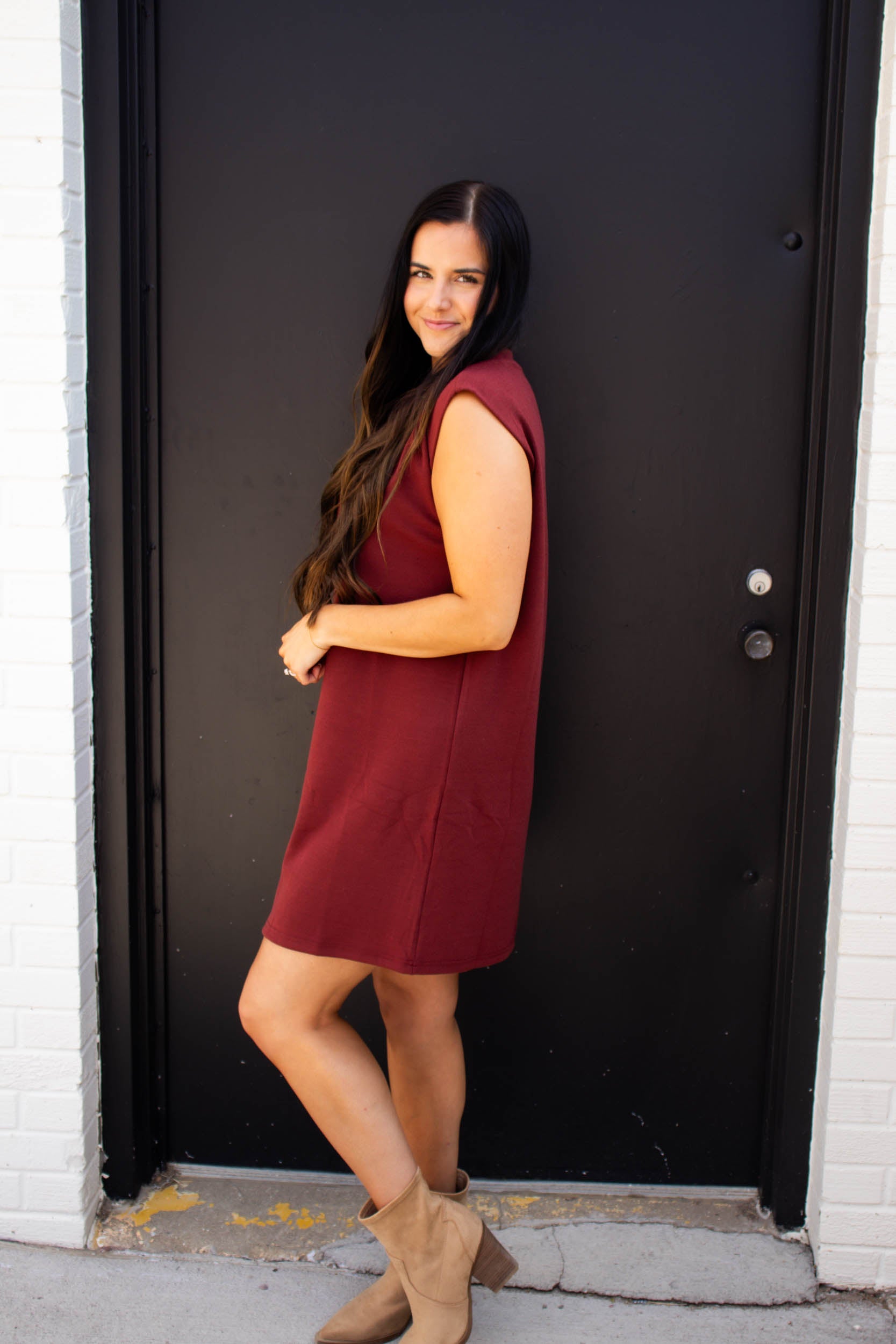 Laura Sleeveless Knit Dress | Wine