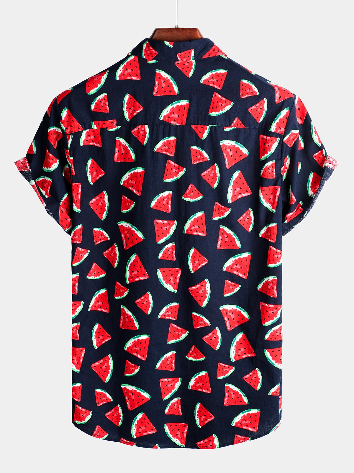 Men's Pink Watermelon Print Short Sleeve Shirt
