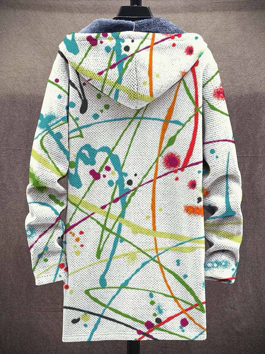 Men's Retro Art Graffiti Print Thick Loose Long-Sleeved Coat