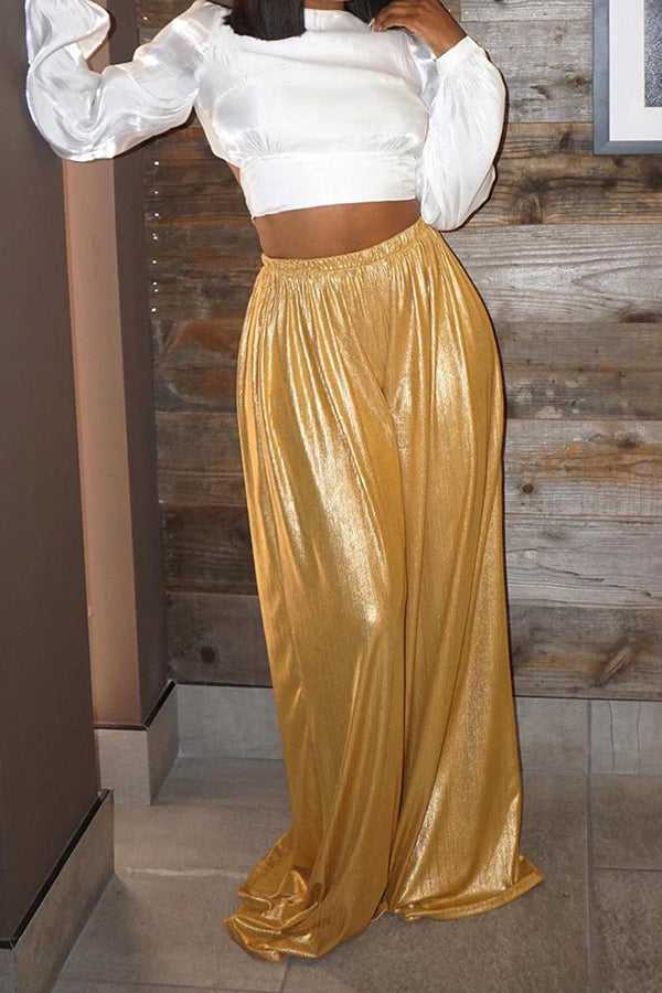 High-waist Glitter Wide Leg Pants