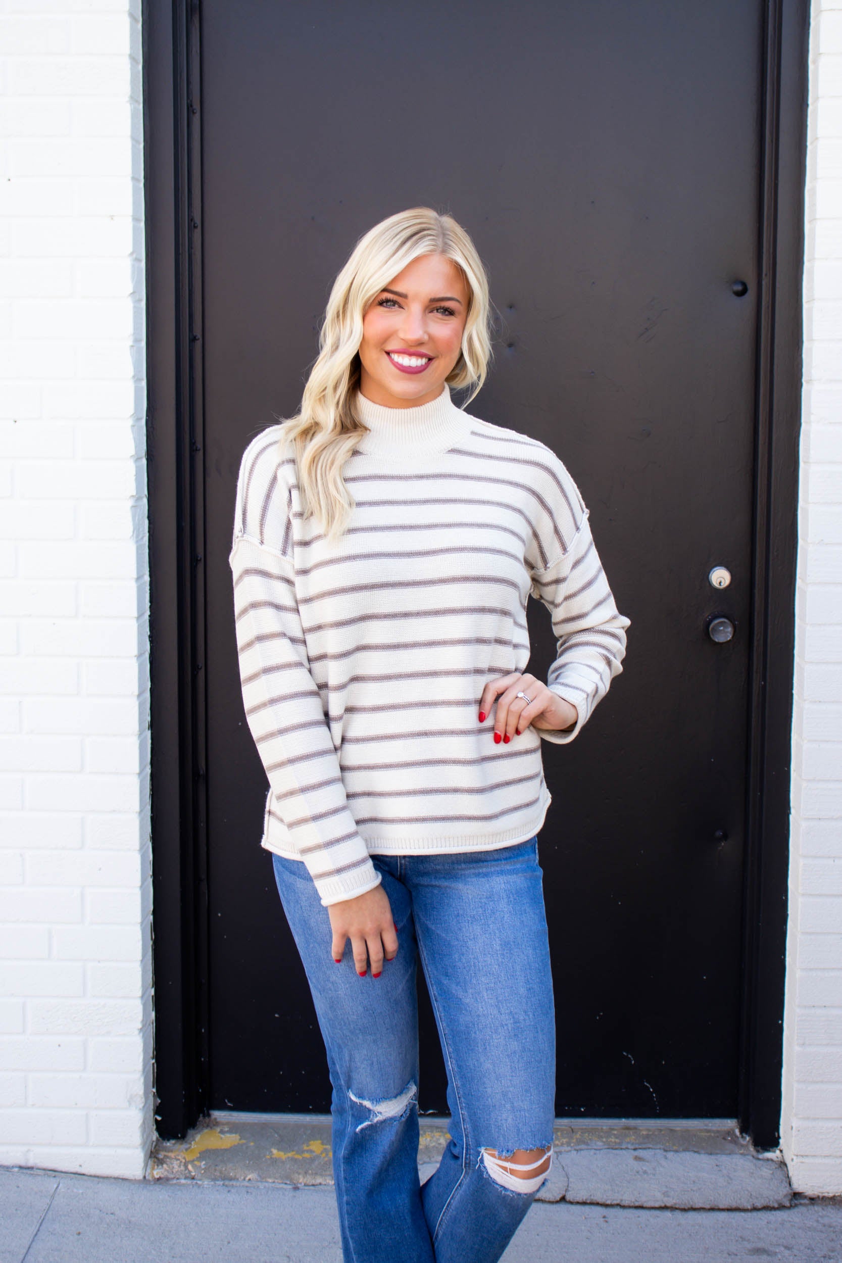 Hannah Striped Sweater | Mocha