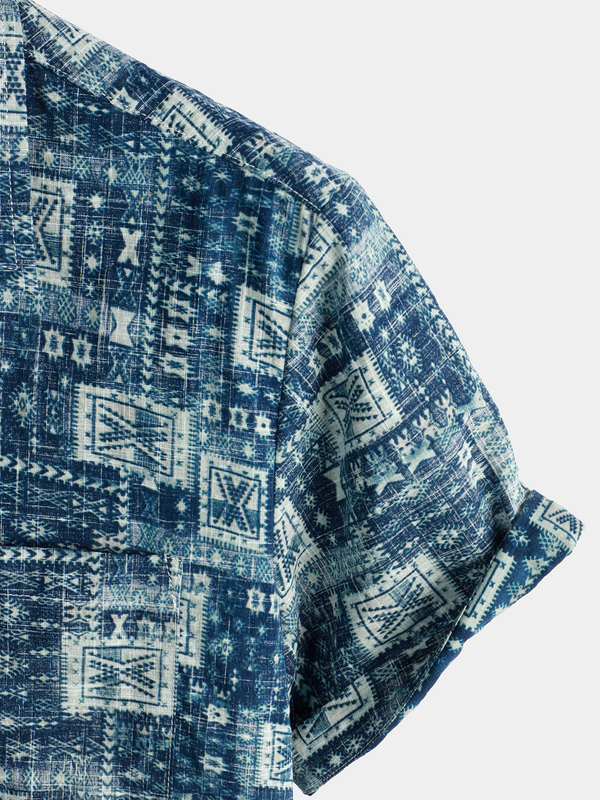 Men's Casual Retro Holiday Pocket Short Sleeve Shirt