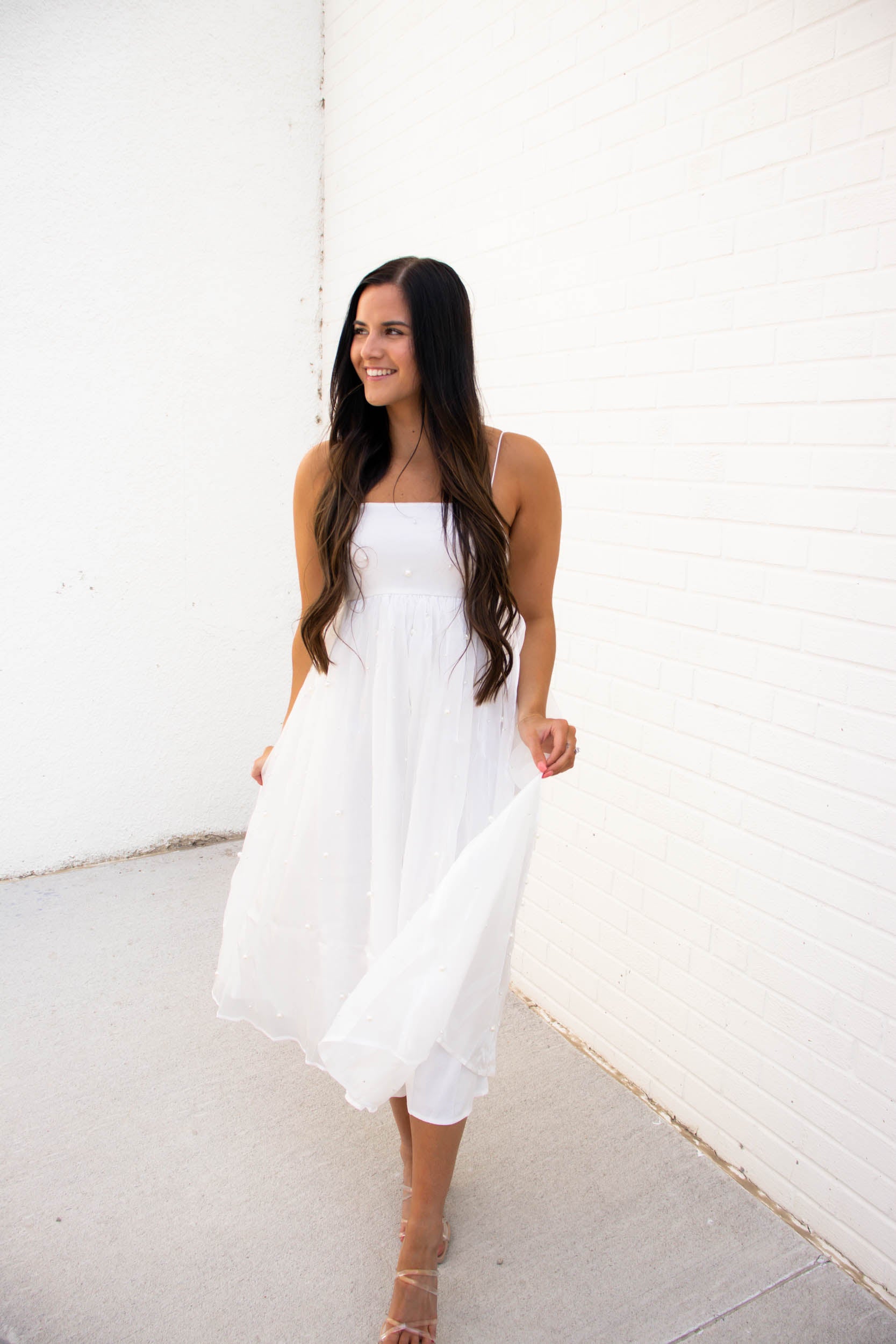 Ayla Pearl Midi Dress | White