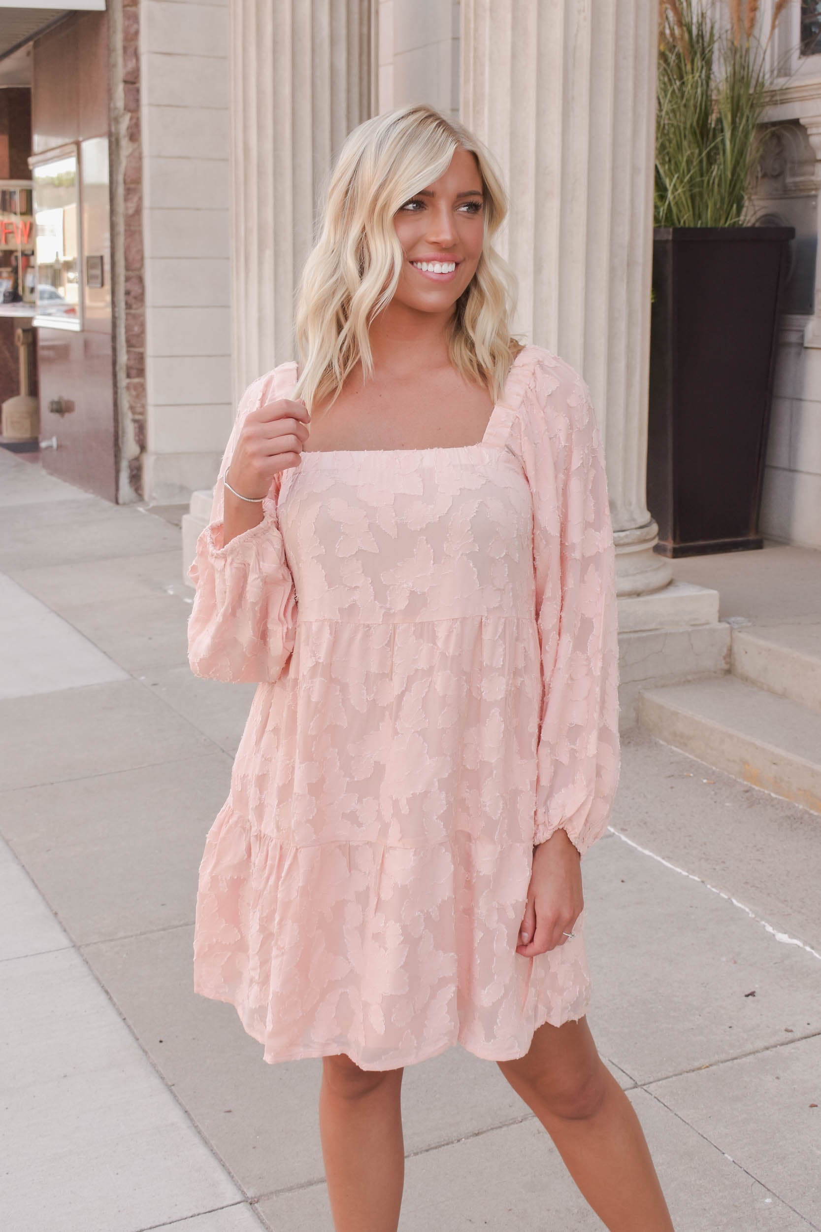 Brandy Square Neck Printed Dress | Blush