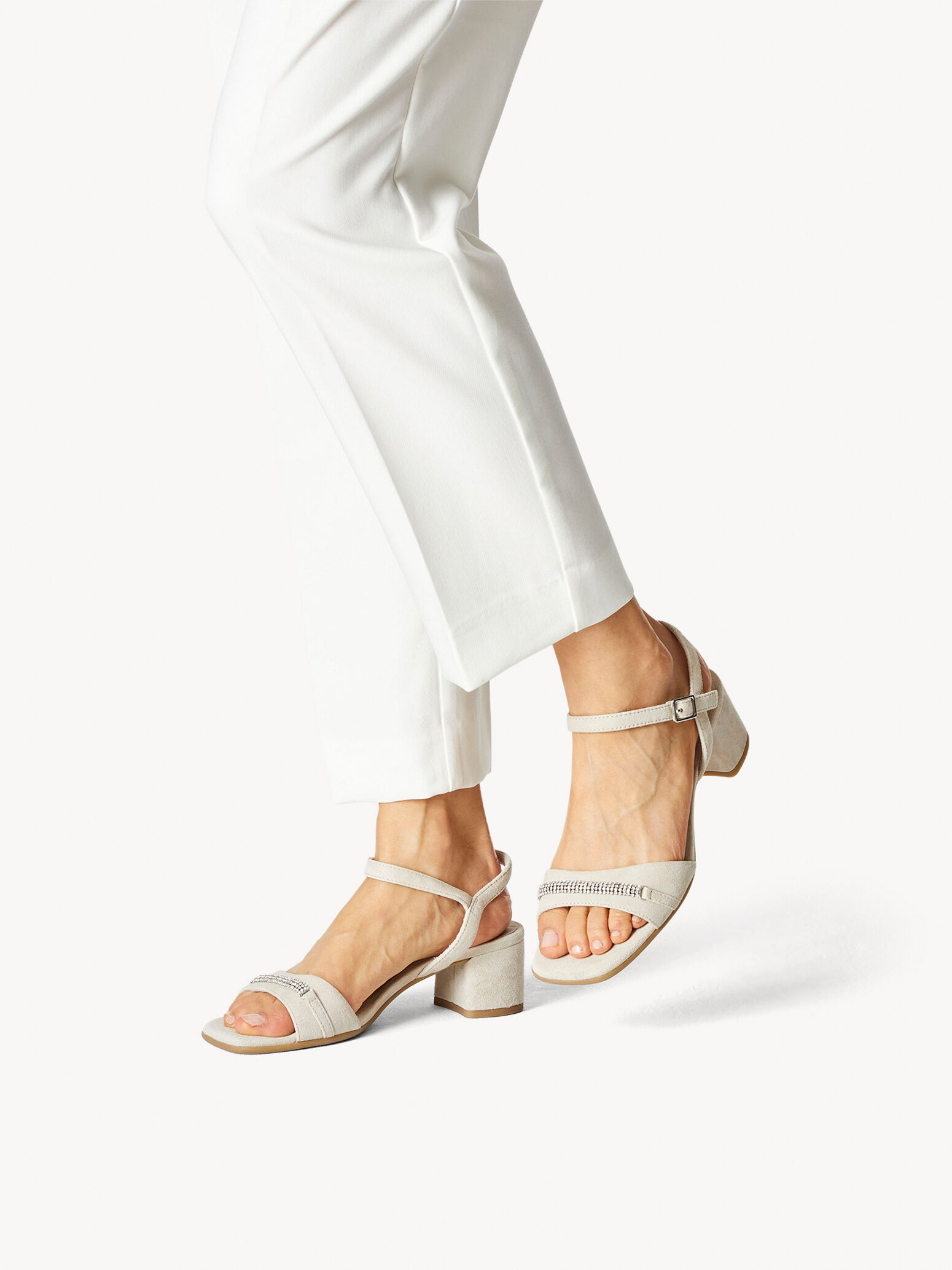 Leather Heeled Sandal - Grey