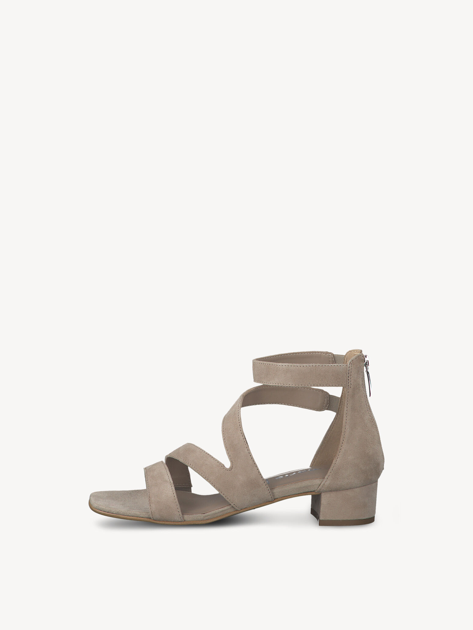 Leather Heeled Sandal - Beige