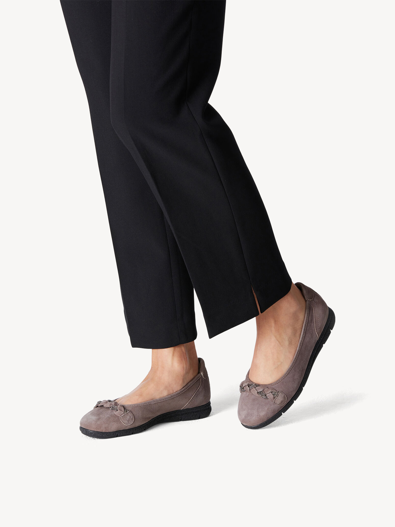 Leather Ballerina - Grey