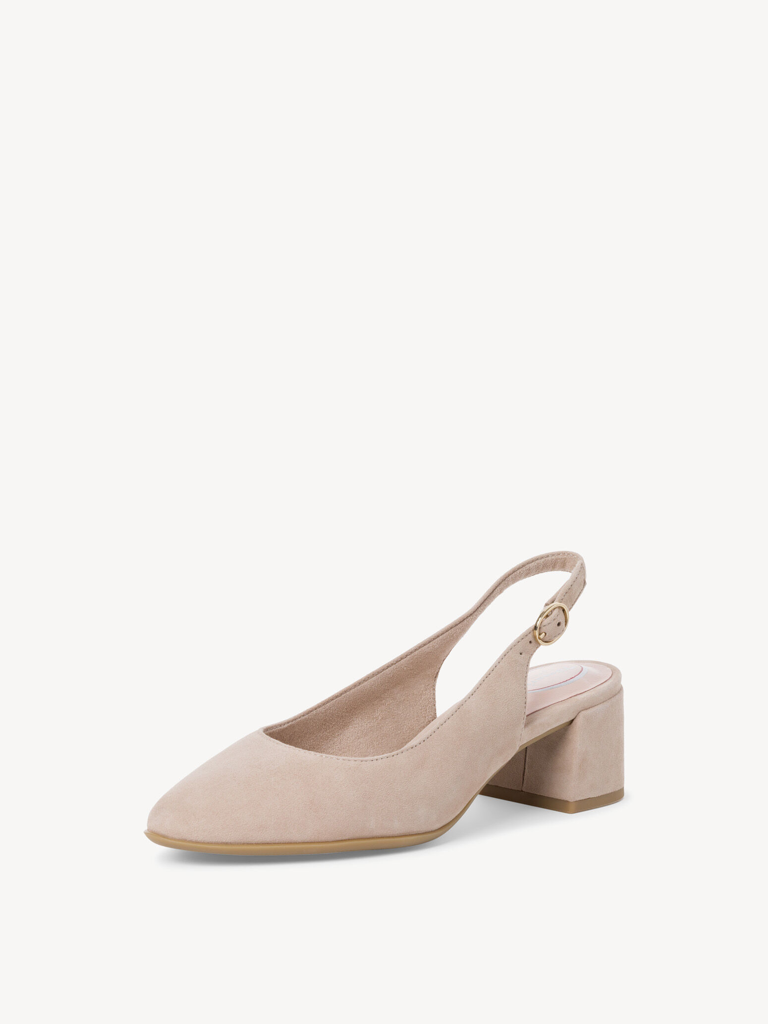 Leather Sling Pumps - Beige