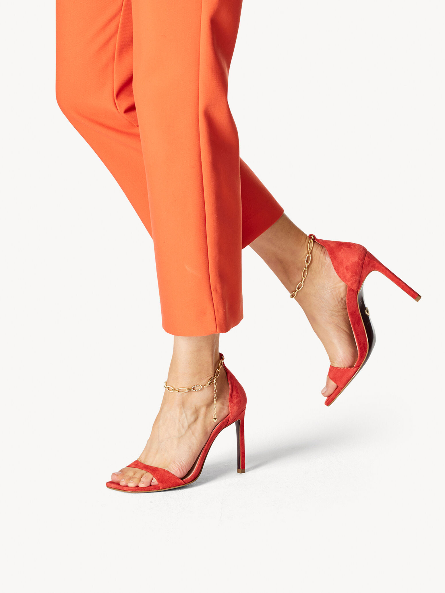 Leather Heeled Sandal - Orange