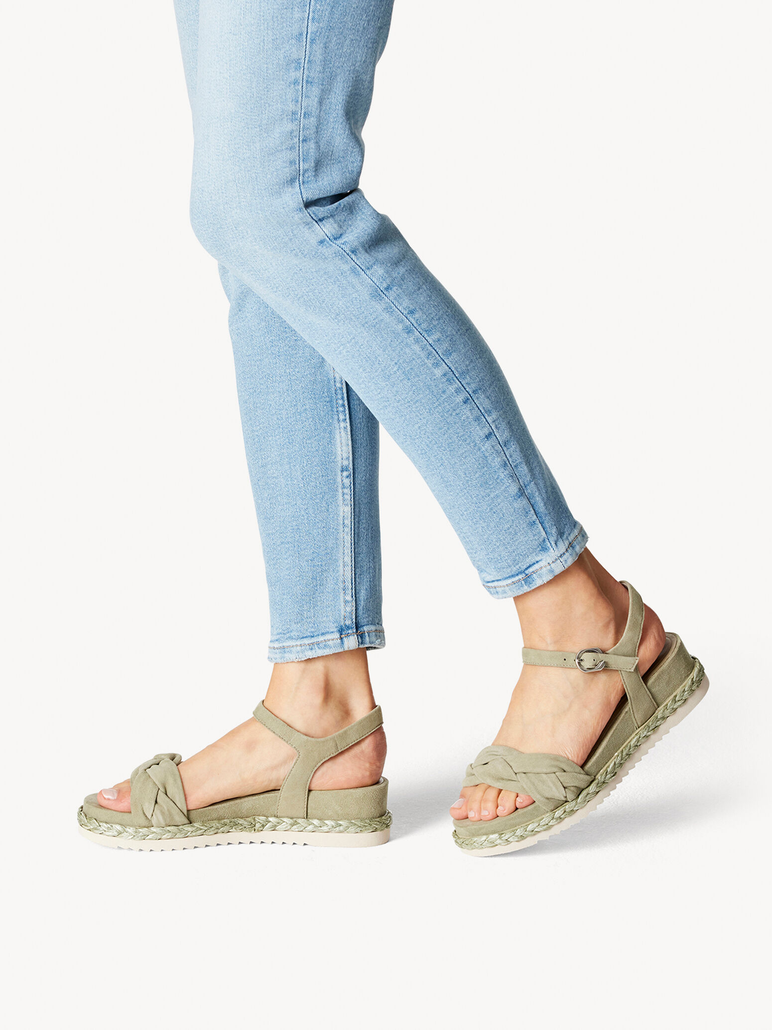 Leather Heeled Sandal - Green