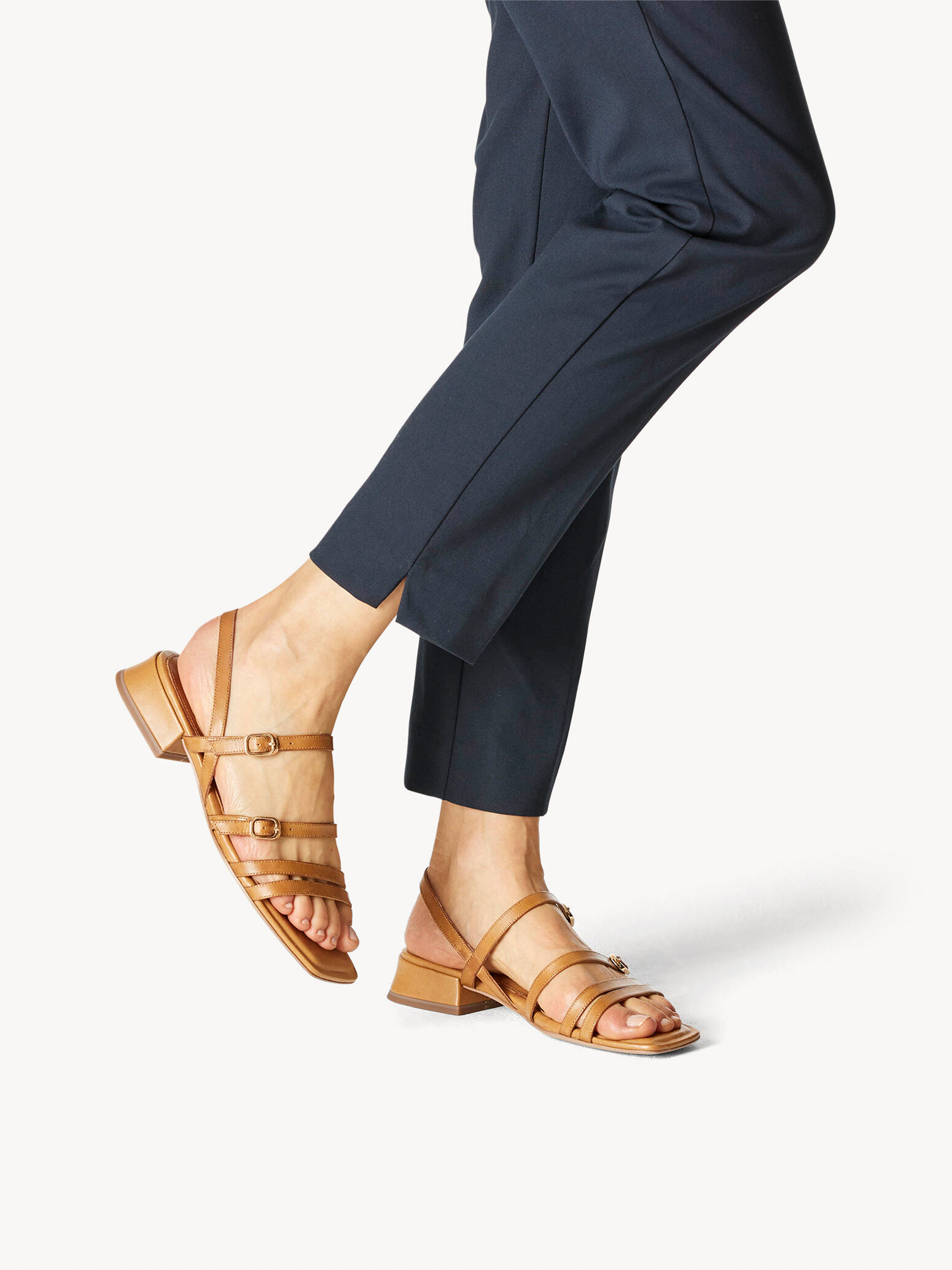 Leather Heeled Sandal - Brown