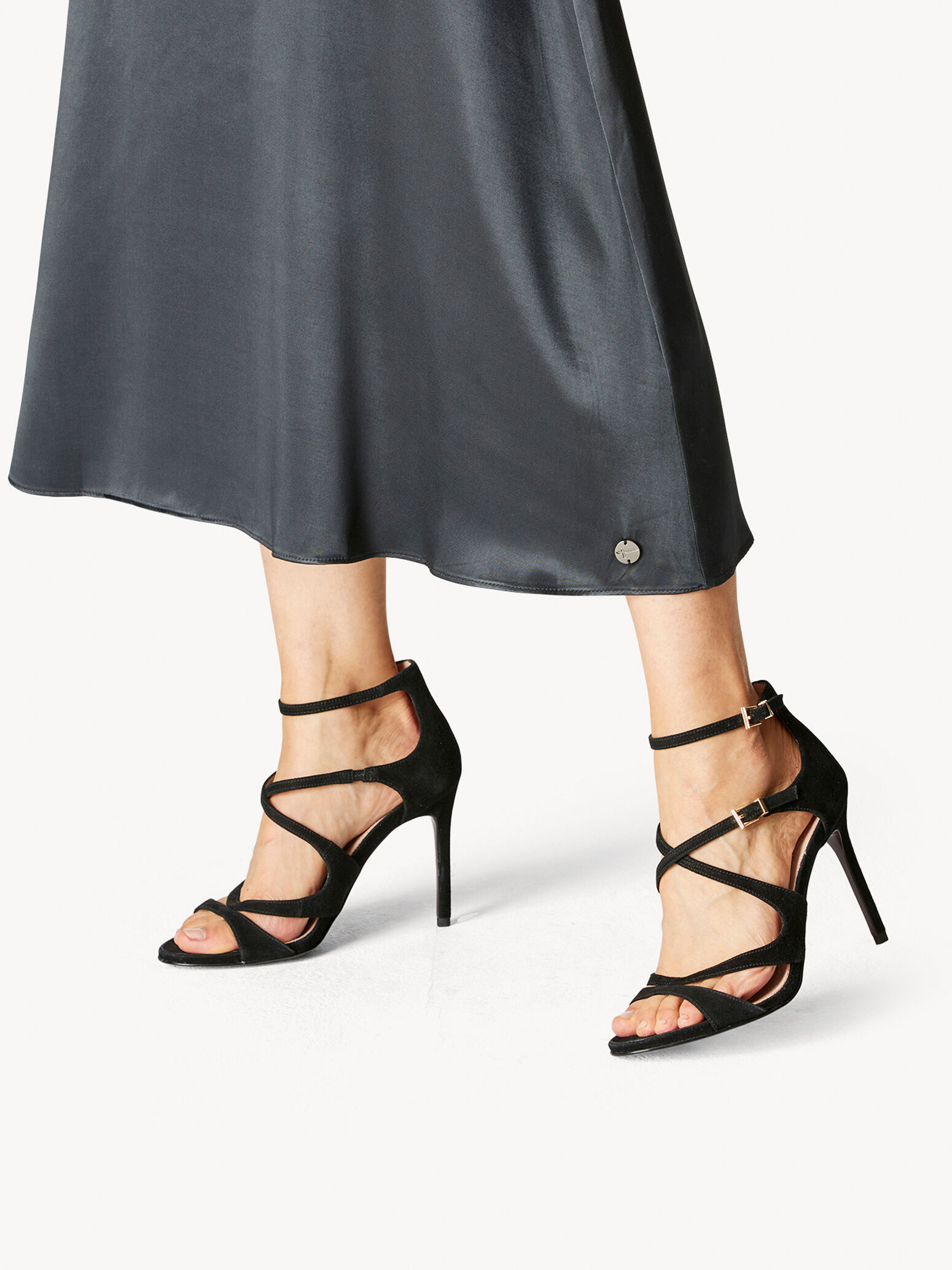 Leather Heeled Sandal - Black