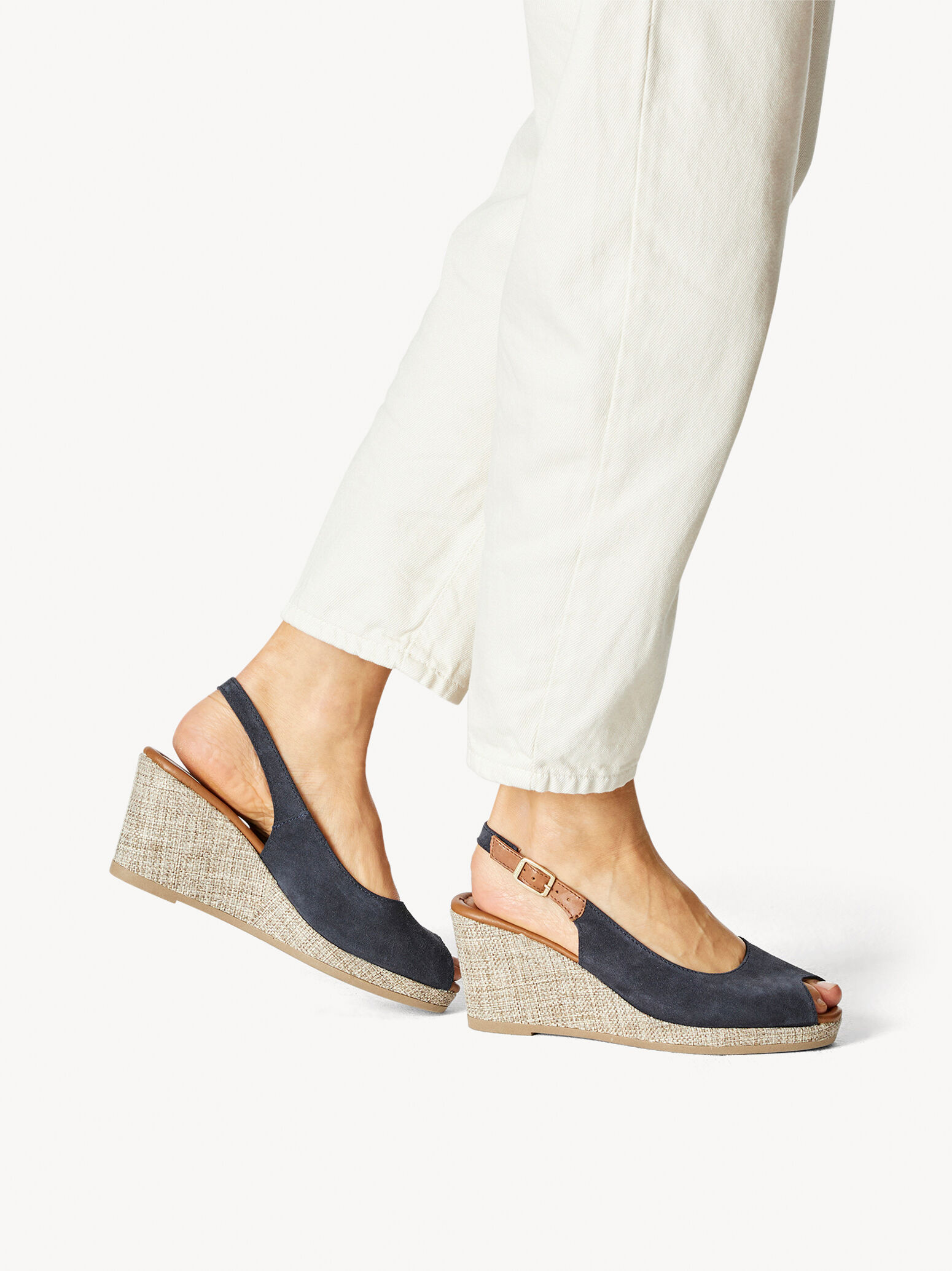 Leather Heeled Sandal - Blue