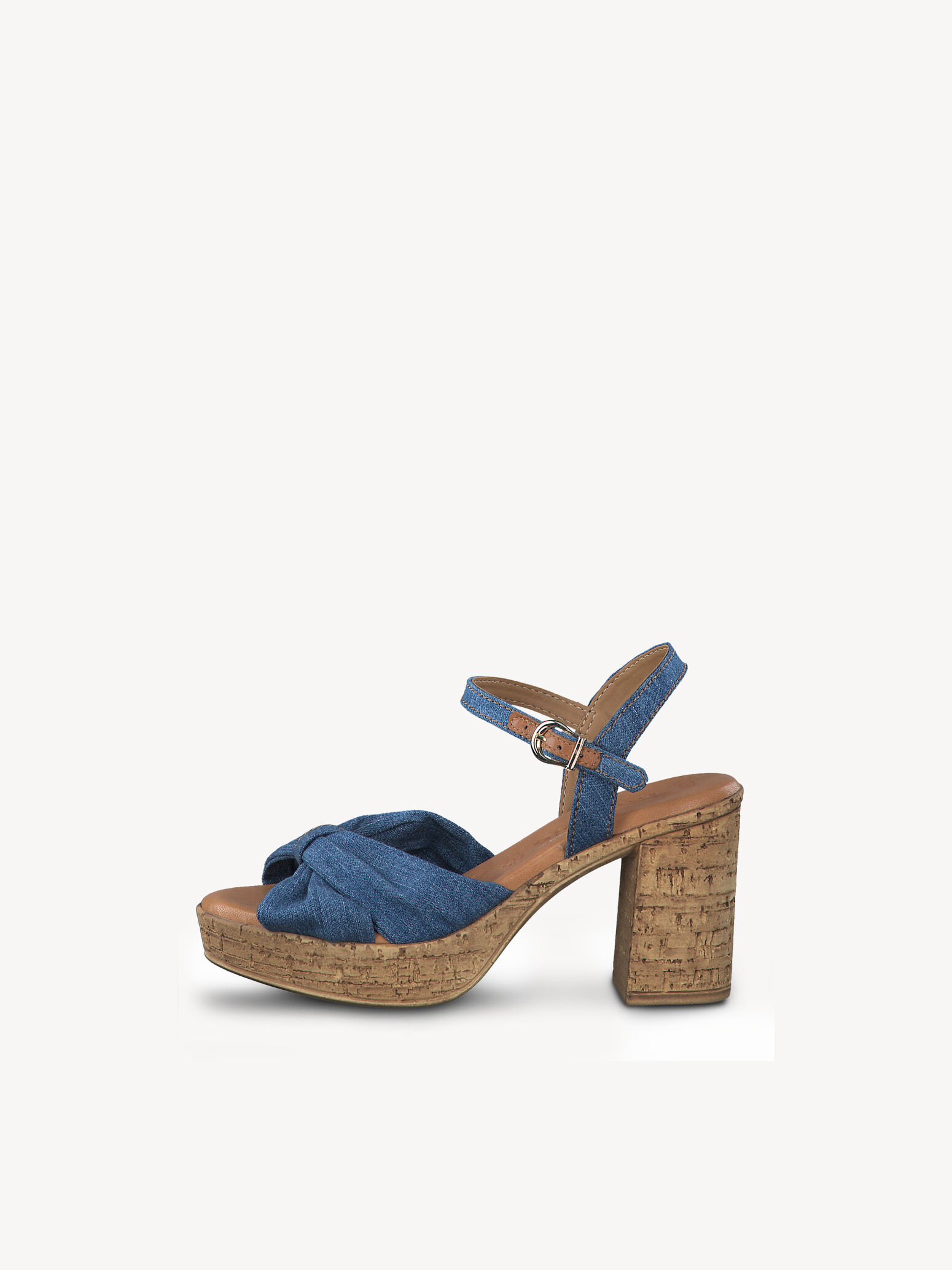 Leather Heeled Sandal - Blue