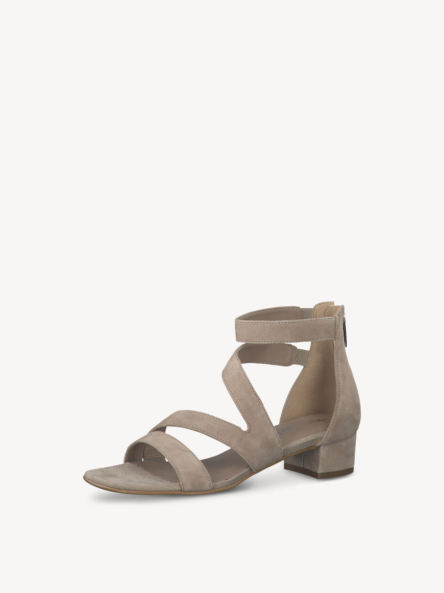 Leather Heeled Sandal - Beige