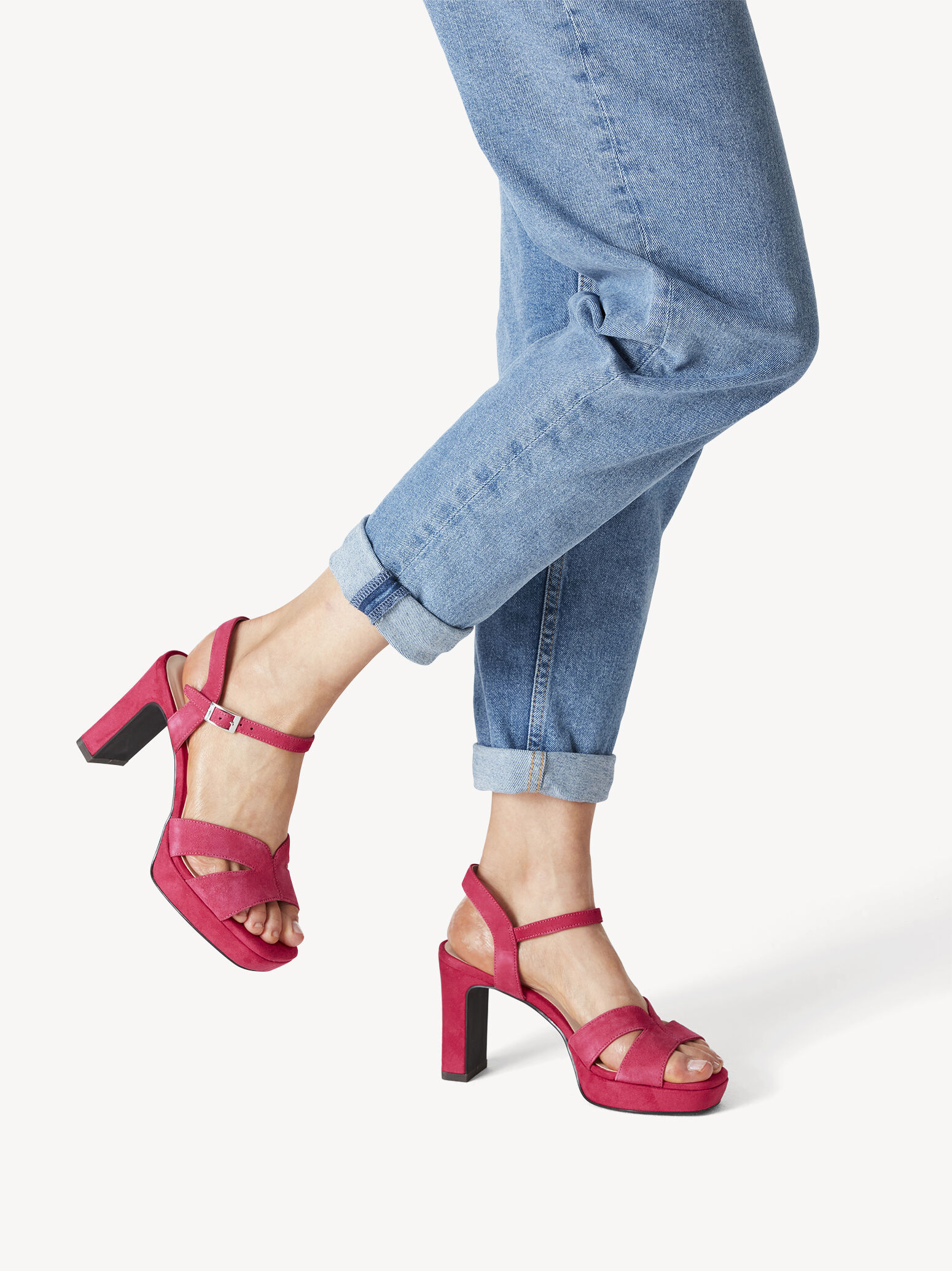 Leather Heeled Sandal - Pink