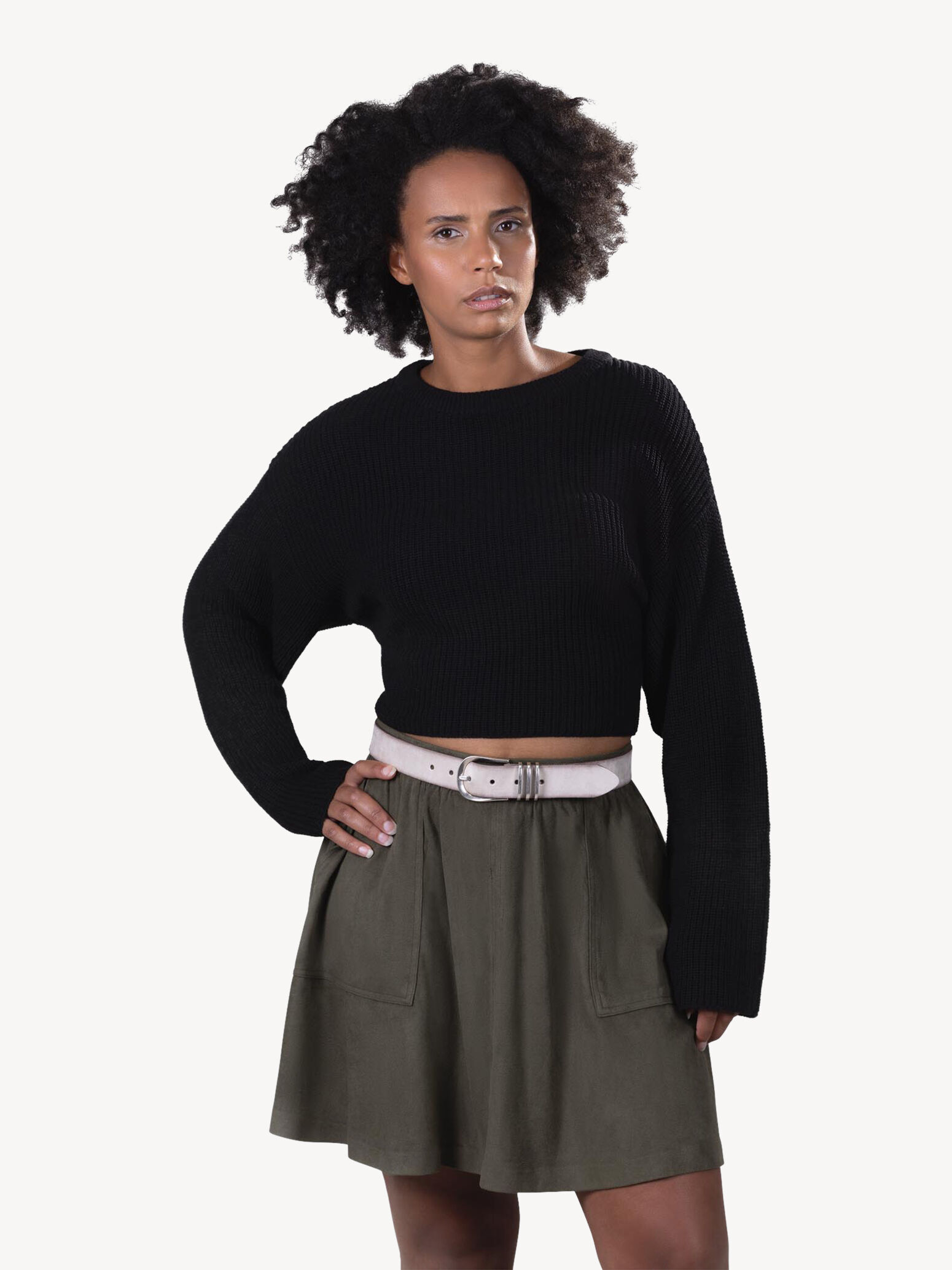 Leather Belt - Beige