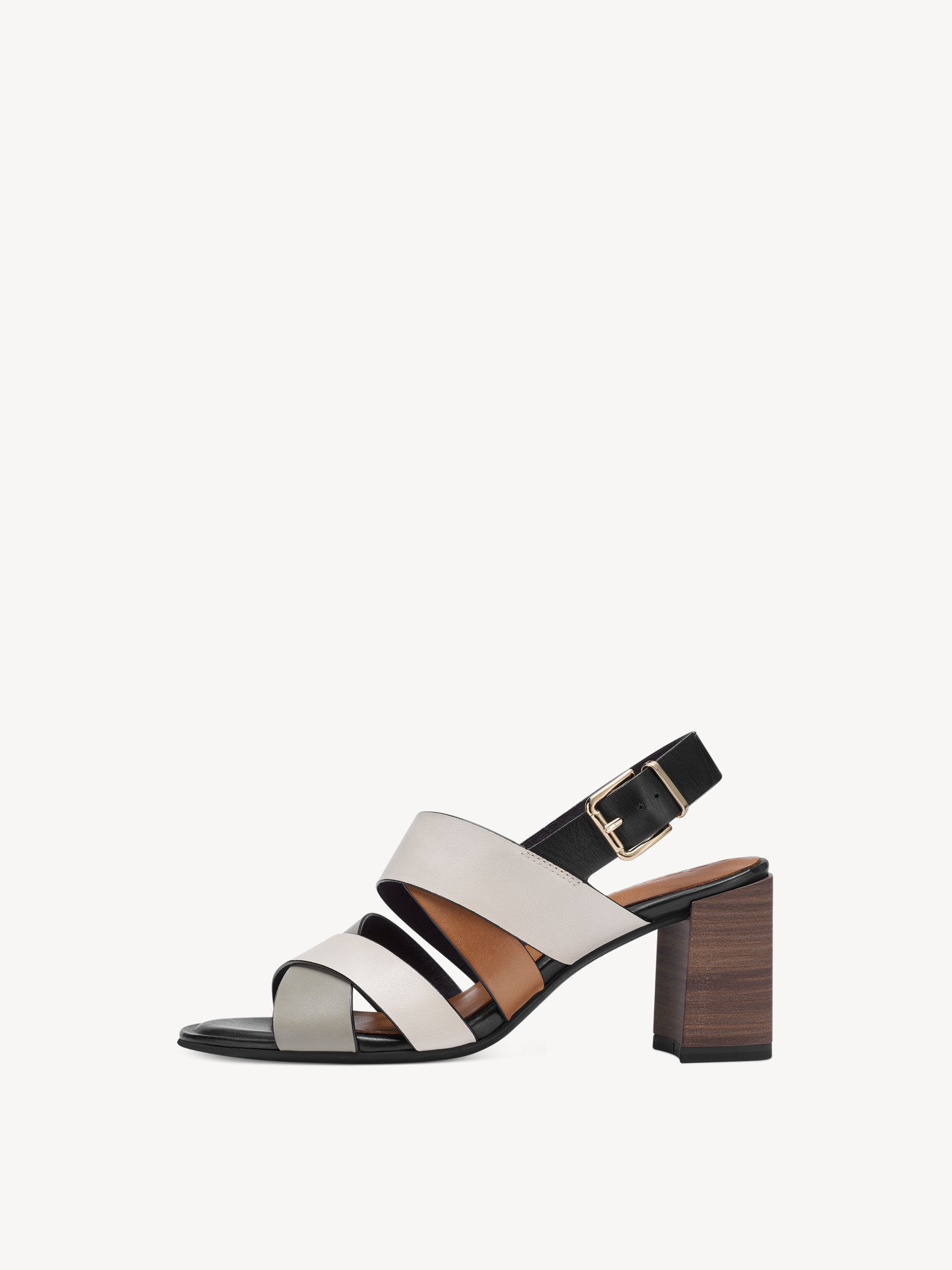 Leather Heeled Sandal - Beige