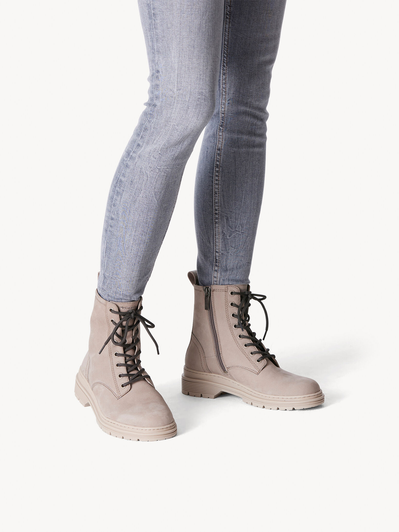 Leather Bootie - Beige