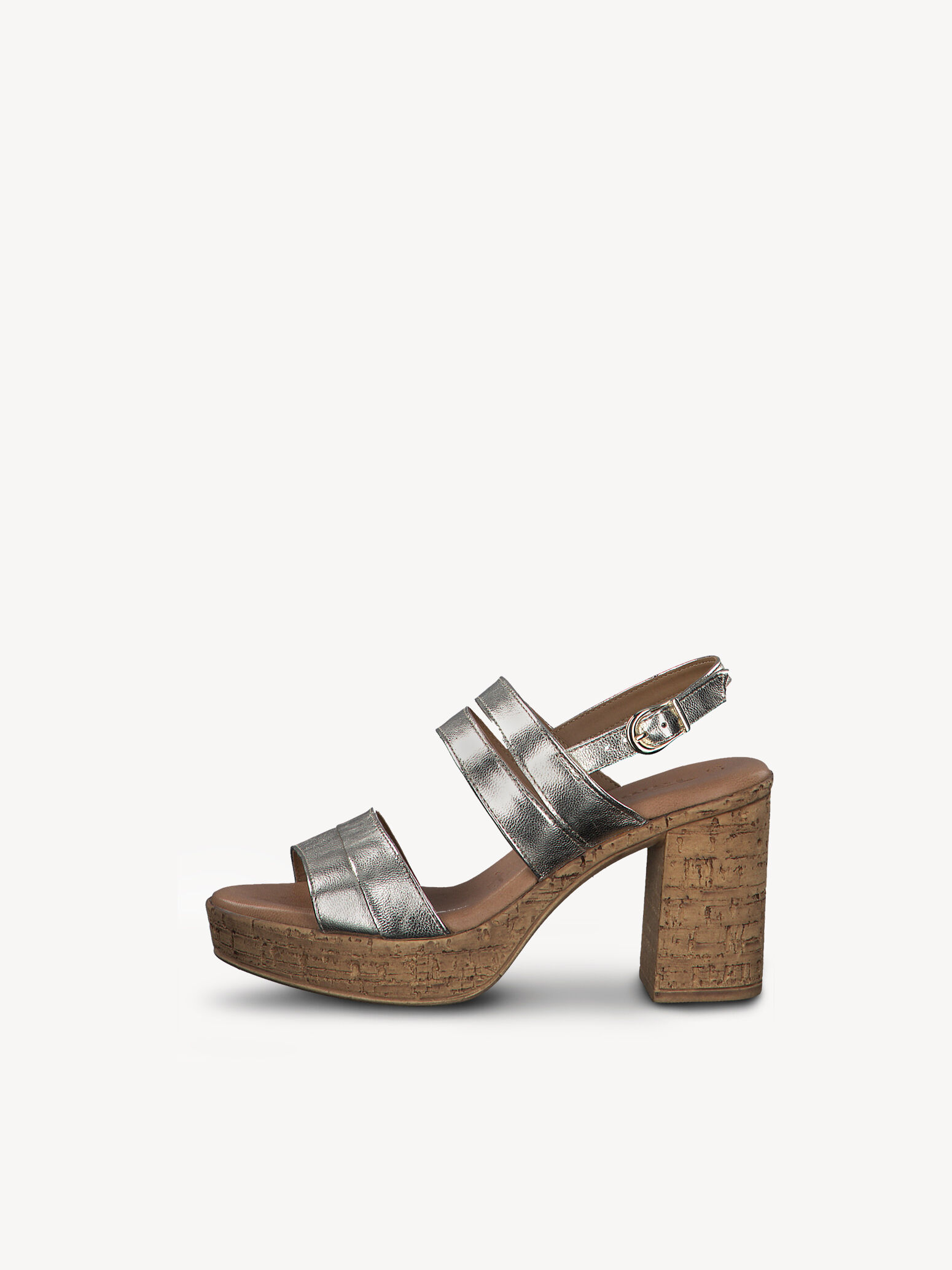 Leather Heeled Sandal - Metallic