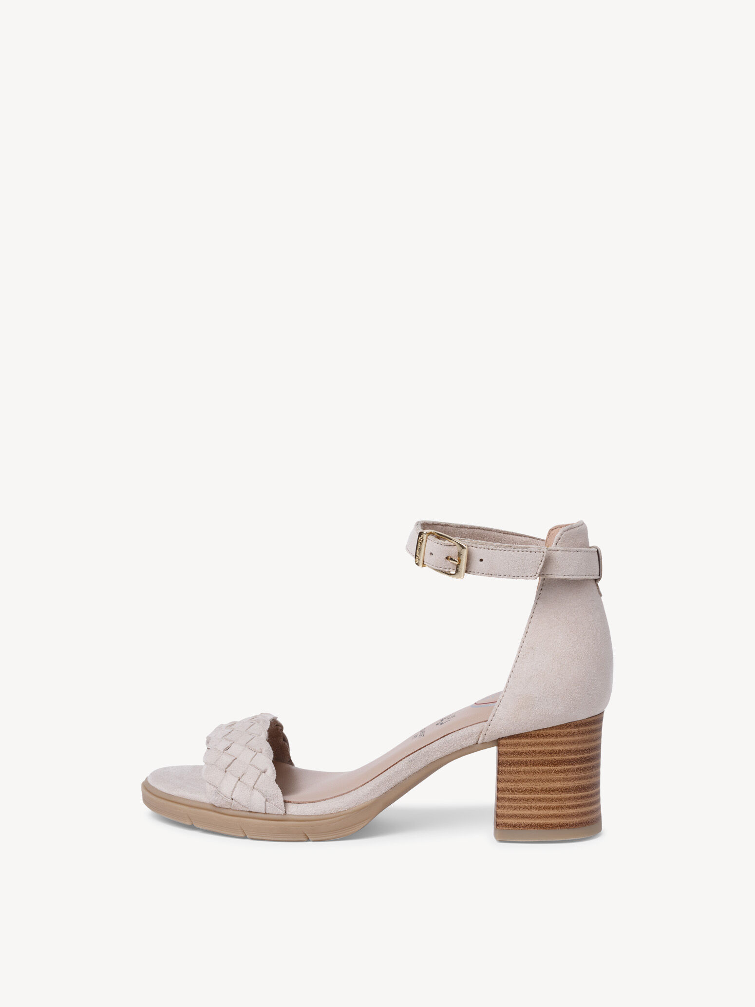 Leather Heeled Sandal - Beige