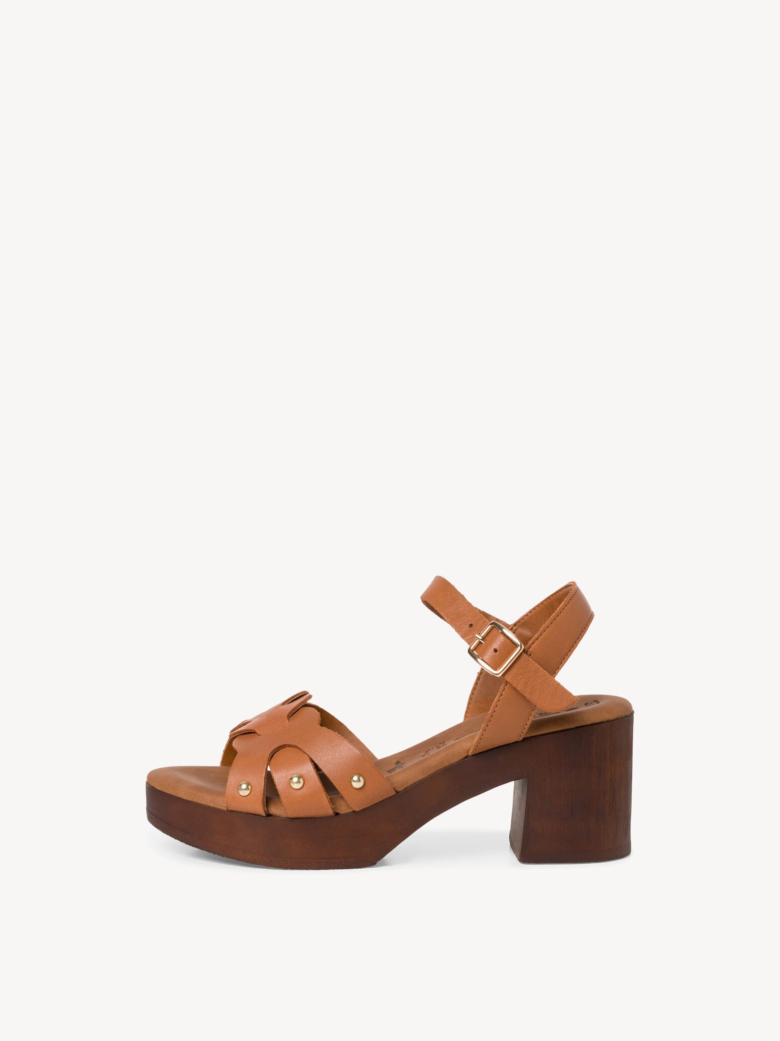 Leather Heeled Sandal - Beige