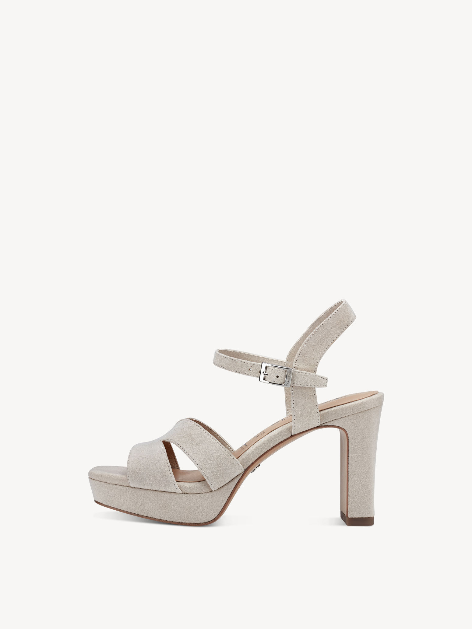 Leather Heeled Sandal - Beige