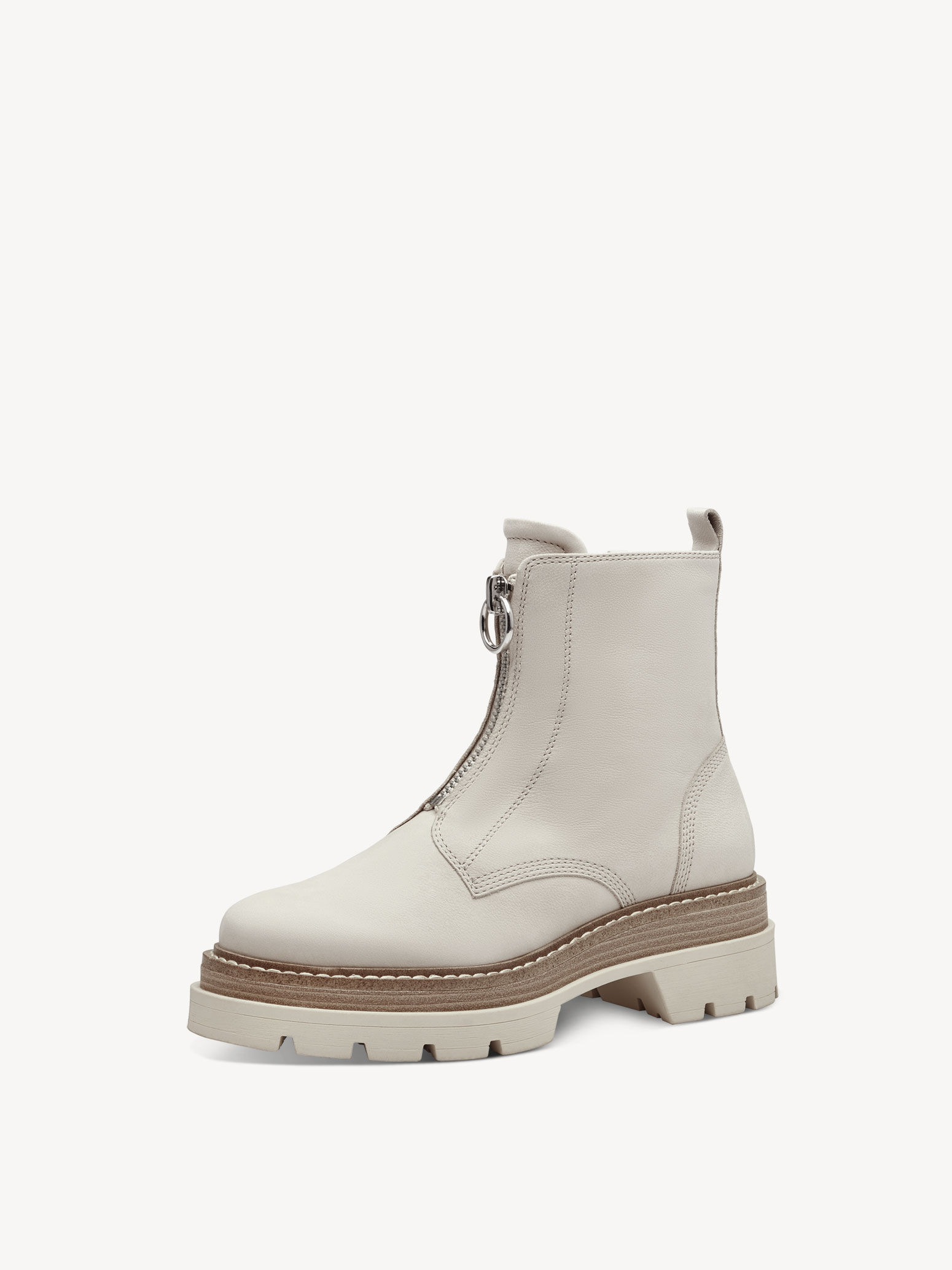 Leather Bootie - Beige