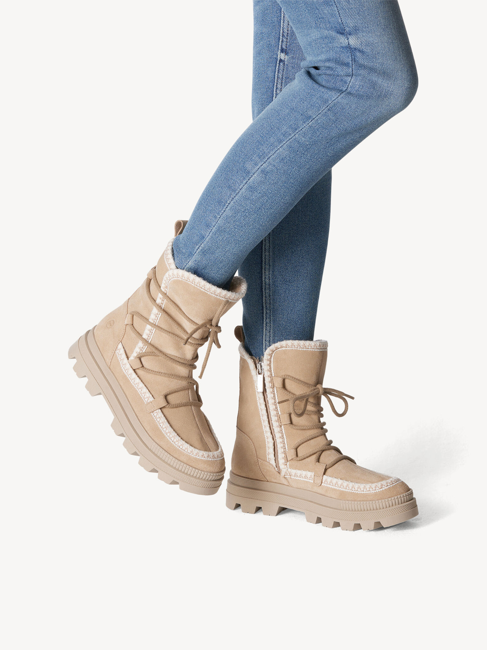 Leather Bootie - Beige Warm Lining