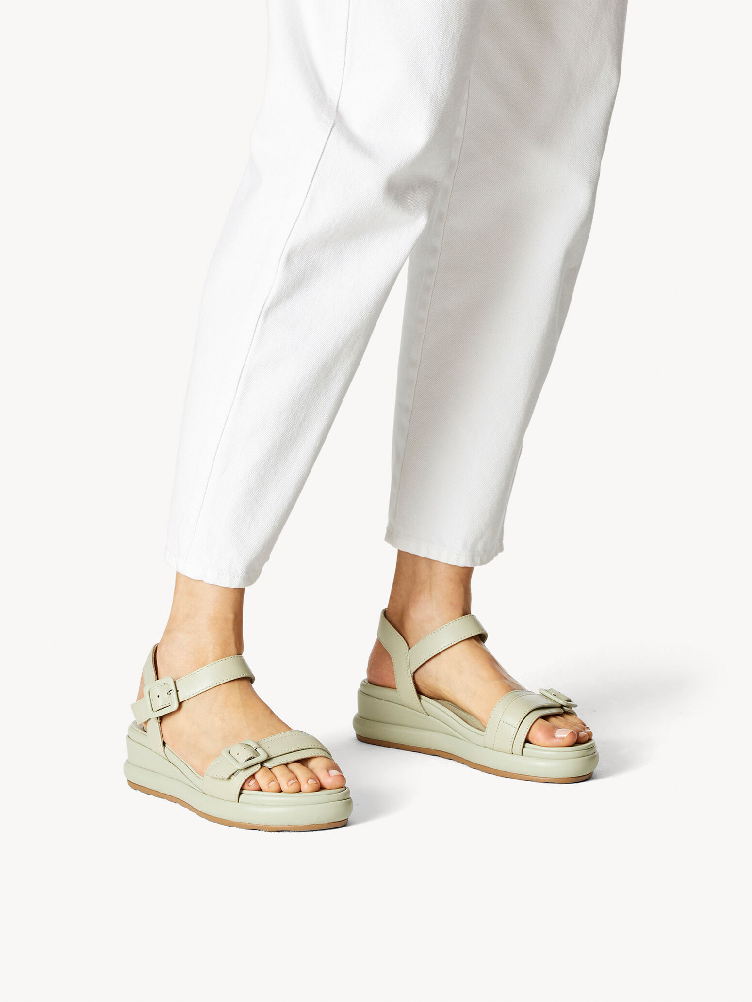 Leather Heeled Sandal - Green