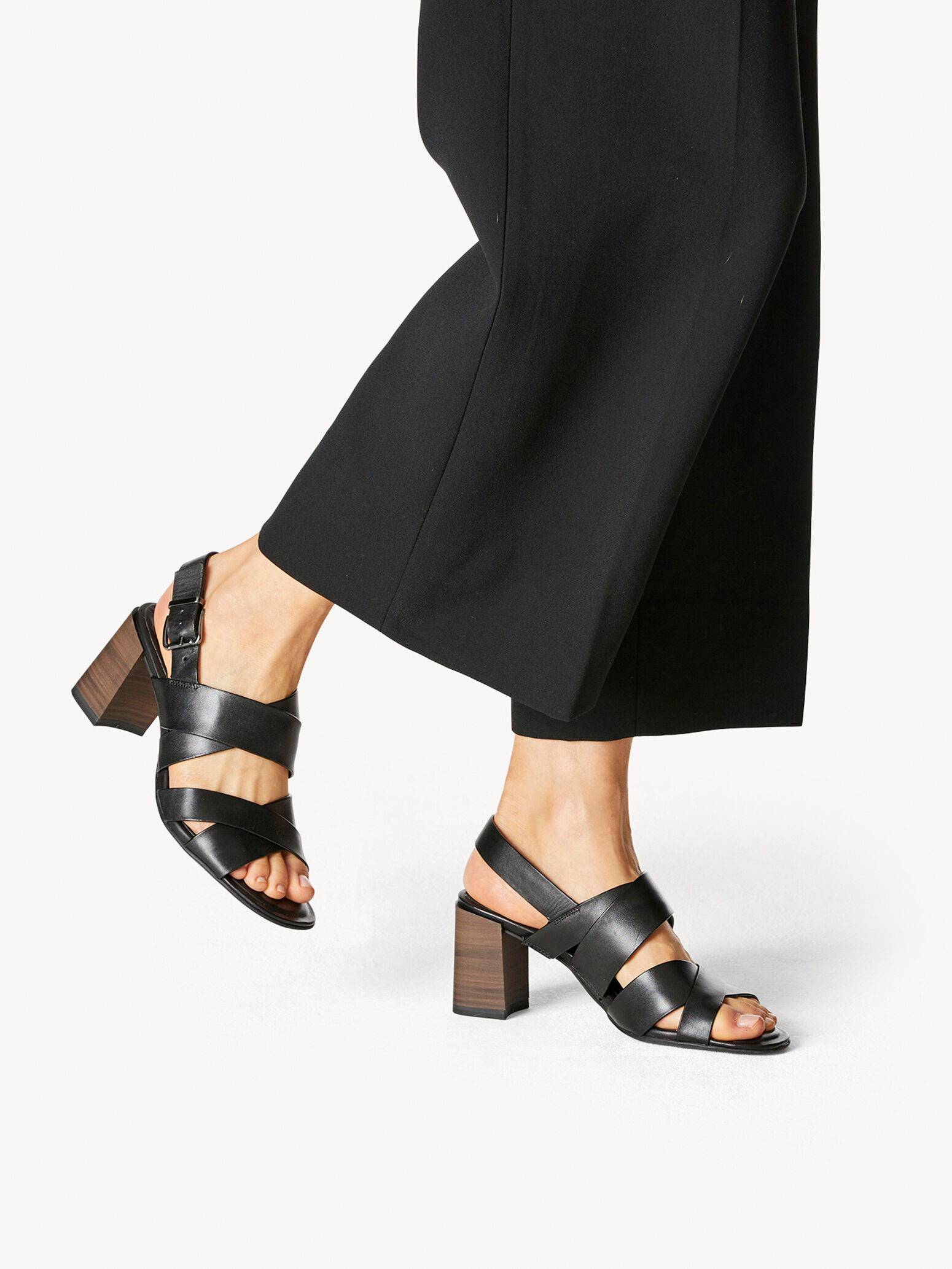Leather Heeled Sandal - Black