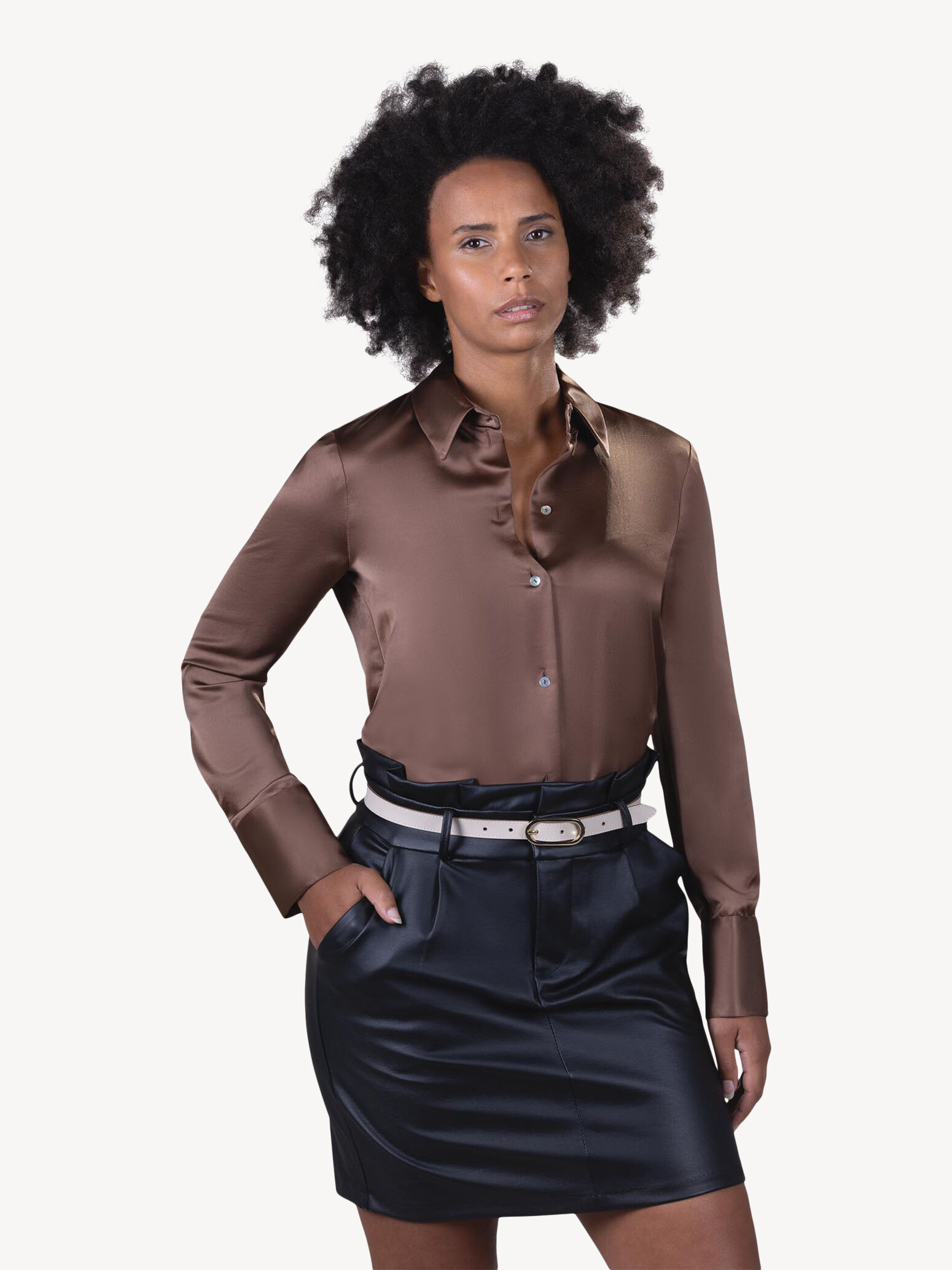 Leather Belt - Beige