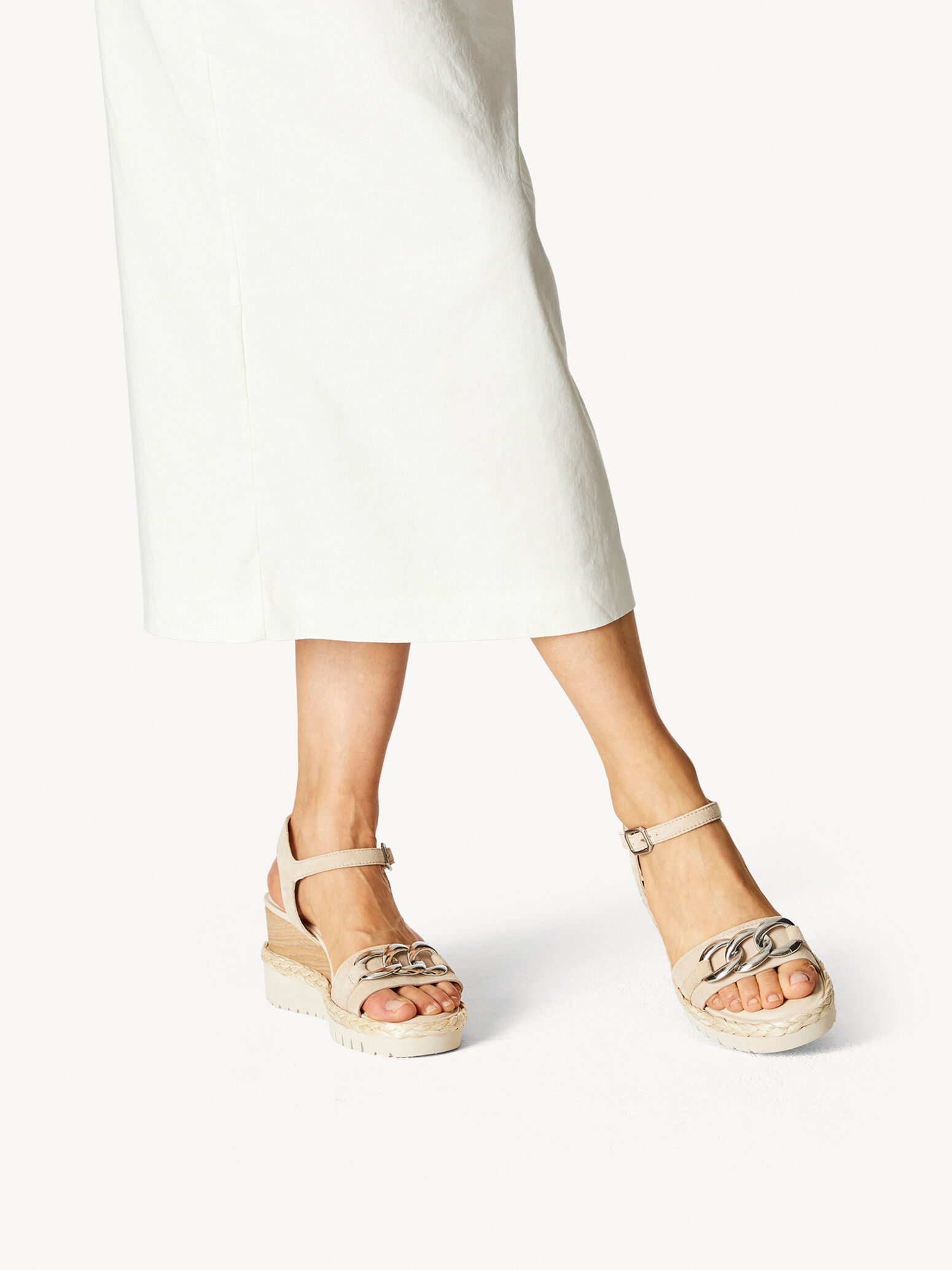 Leather Heeled Sandal - Beige