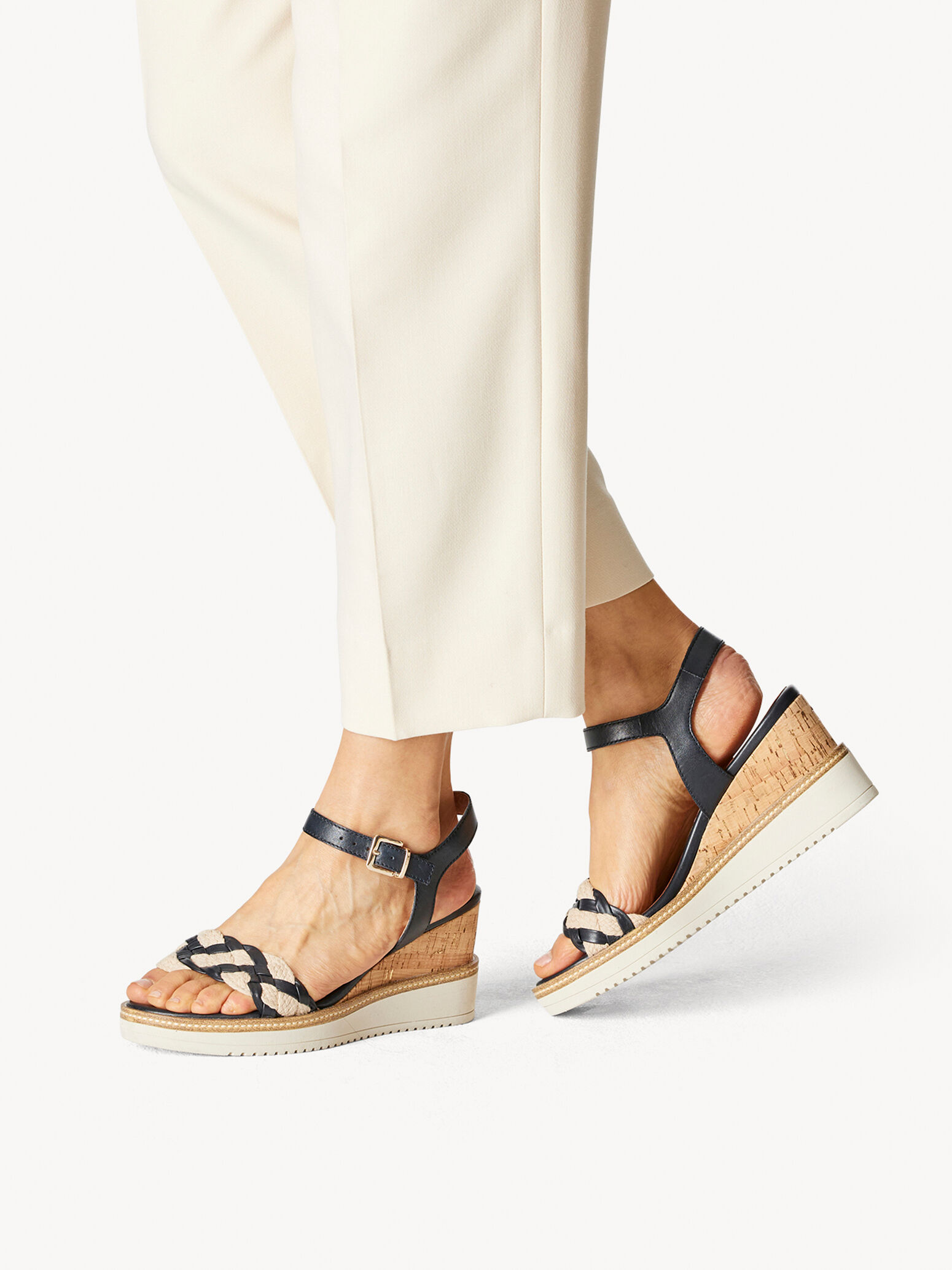 Leather Heeled Sandal - Blue