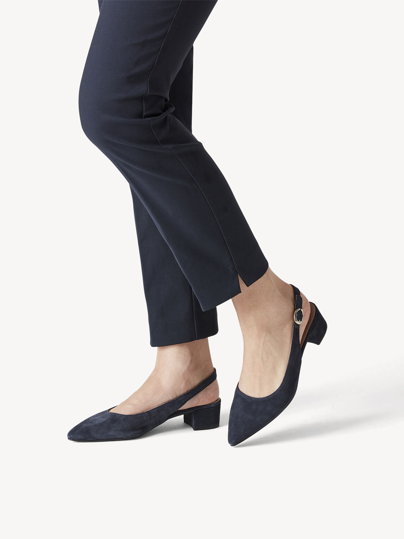 Leather Sling Pumps - Blue