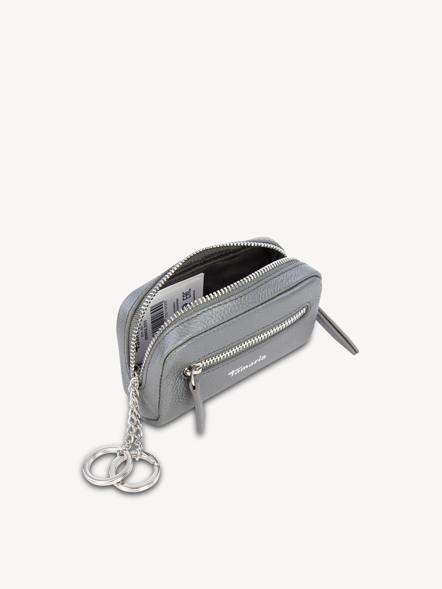 Leather Key Case - Silver