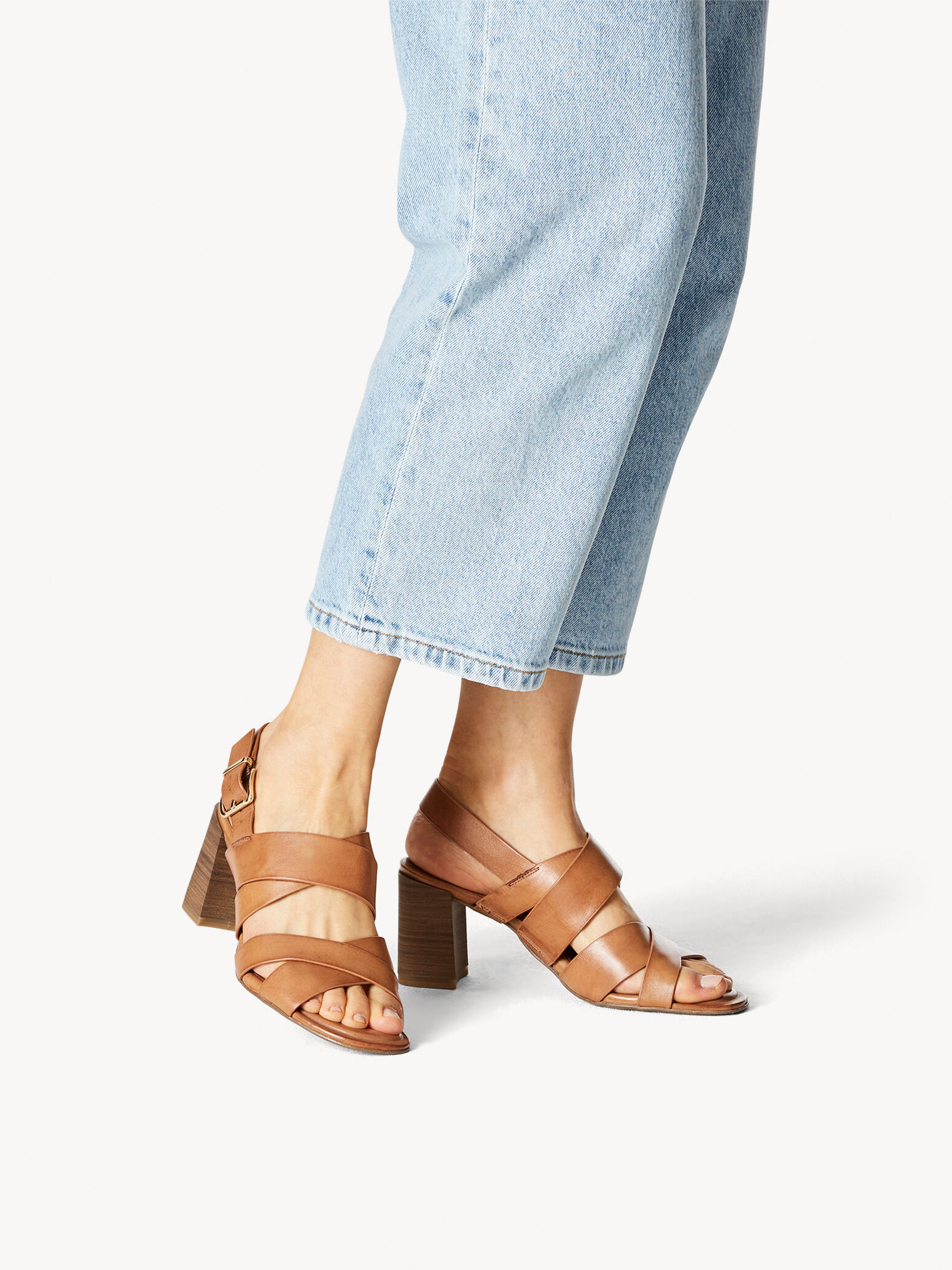 Leather Heeled Sandal - Brown