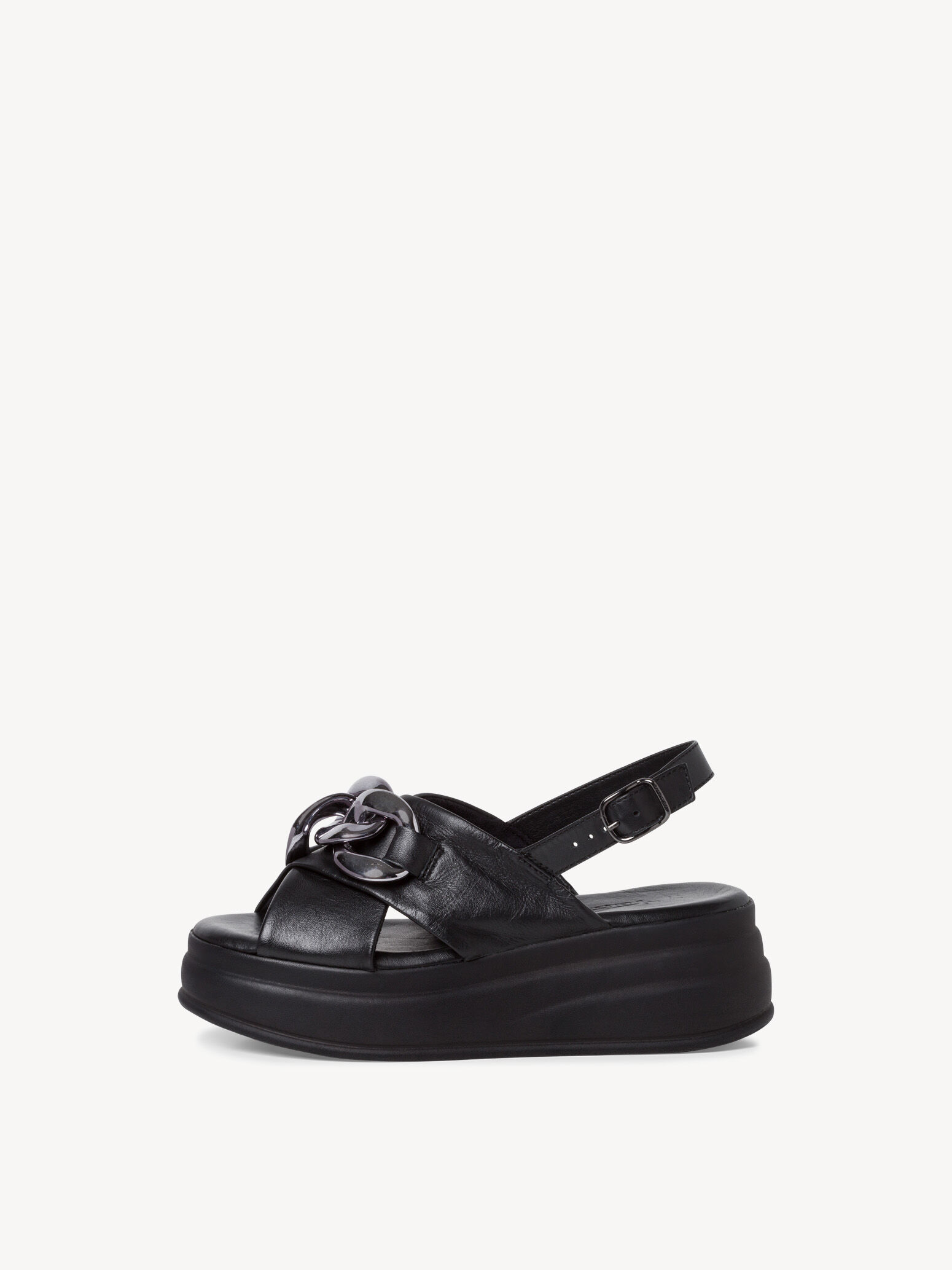 Leather Heeled Sandal - Black