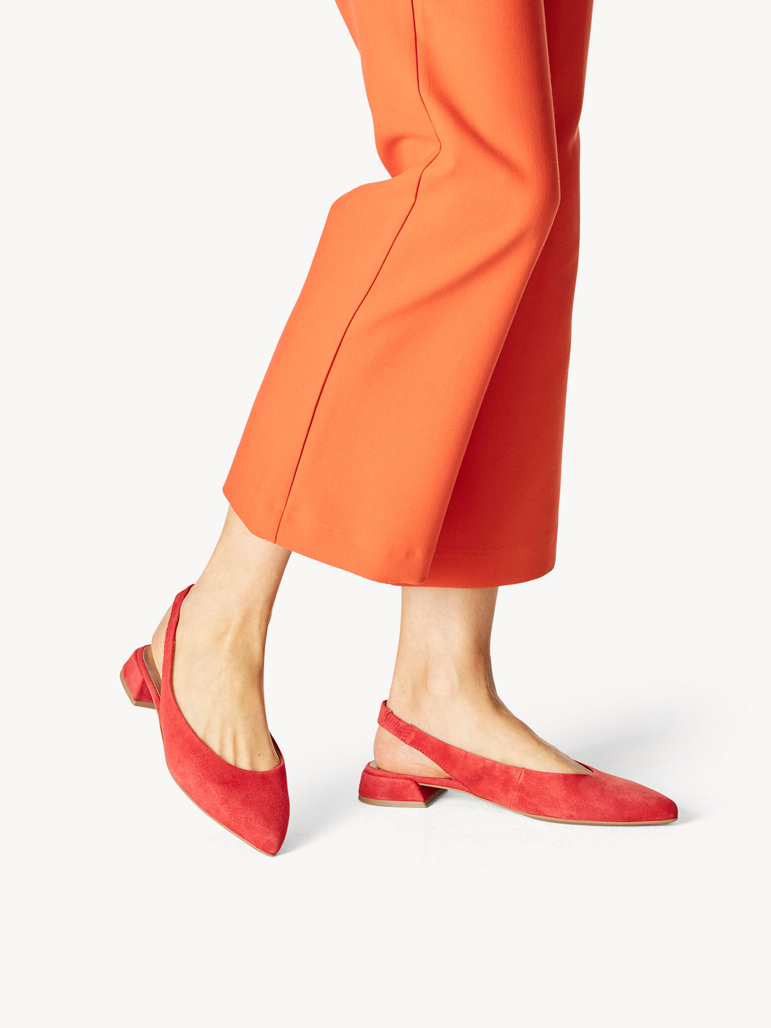 Leather Sling Pumps - Red