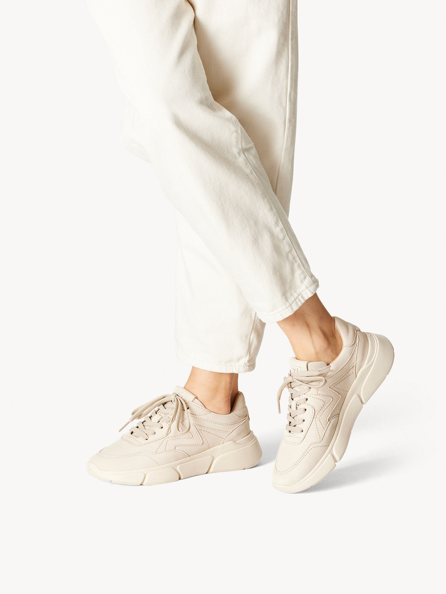 Leather Sneaker - Beige