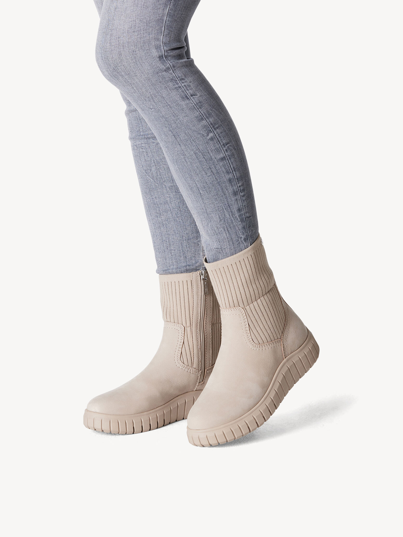 Leather Bootie - Grey