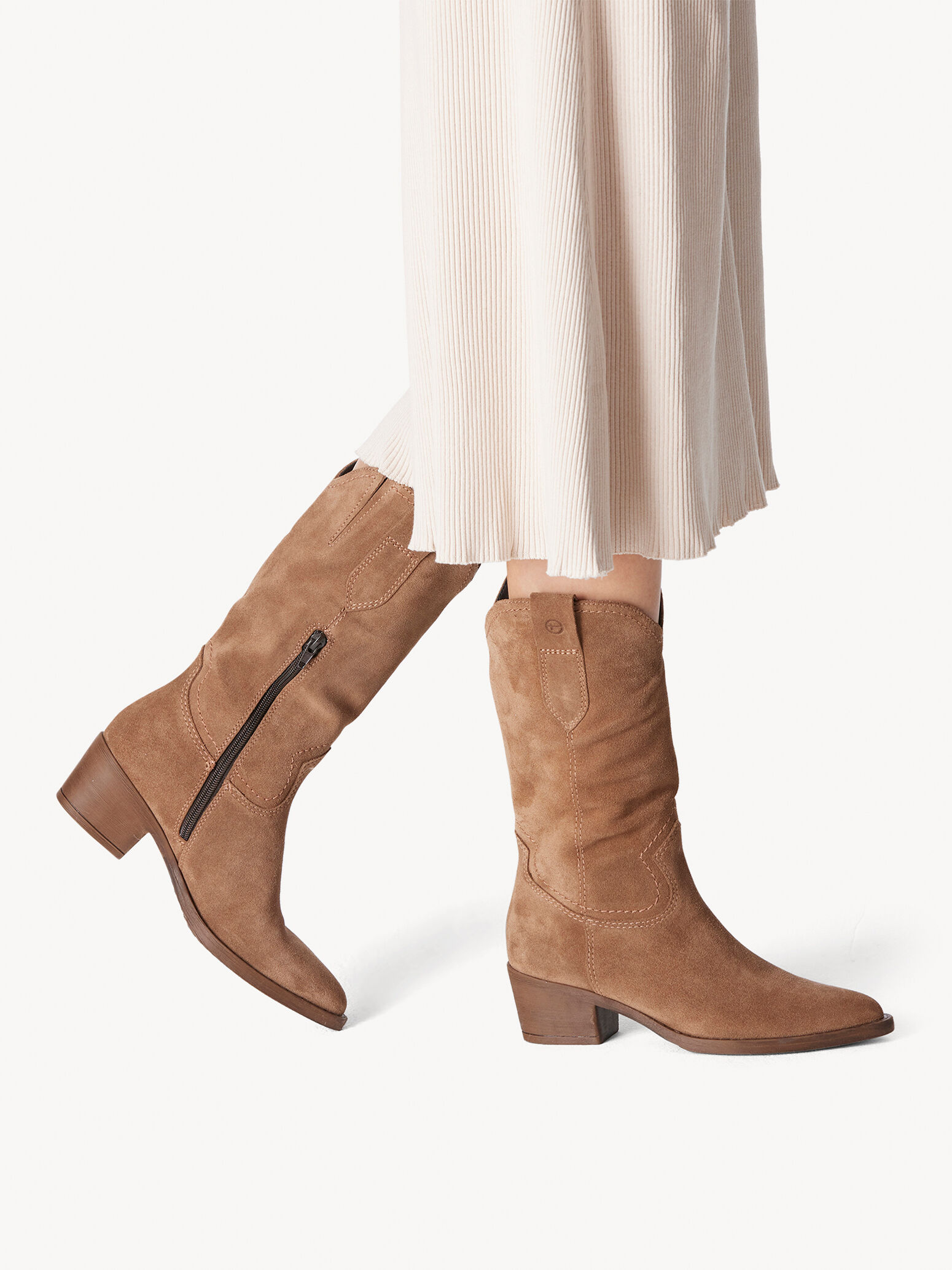 Leather Cowboy Boots - Brown