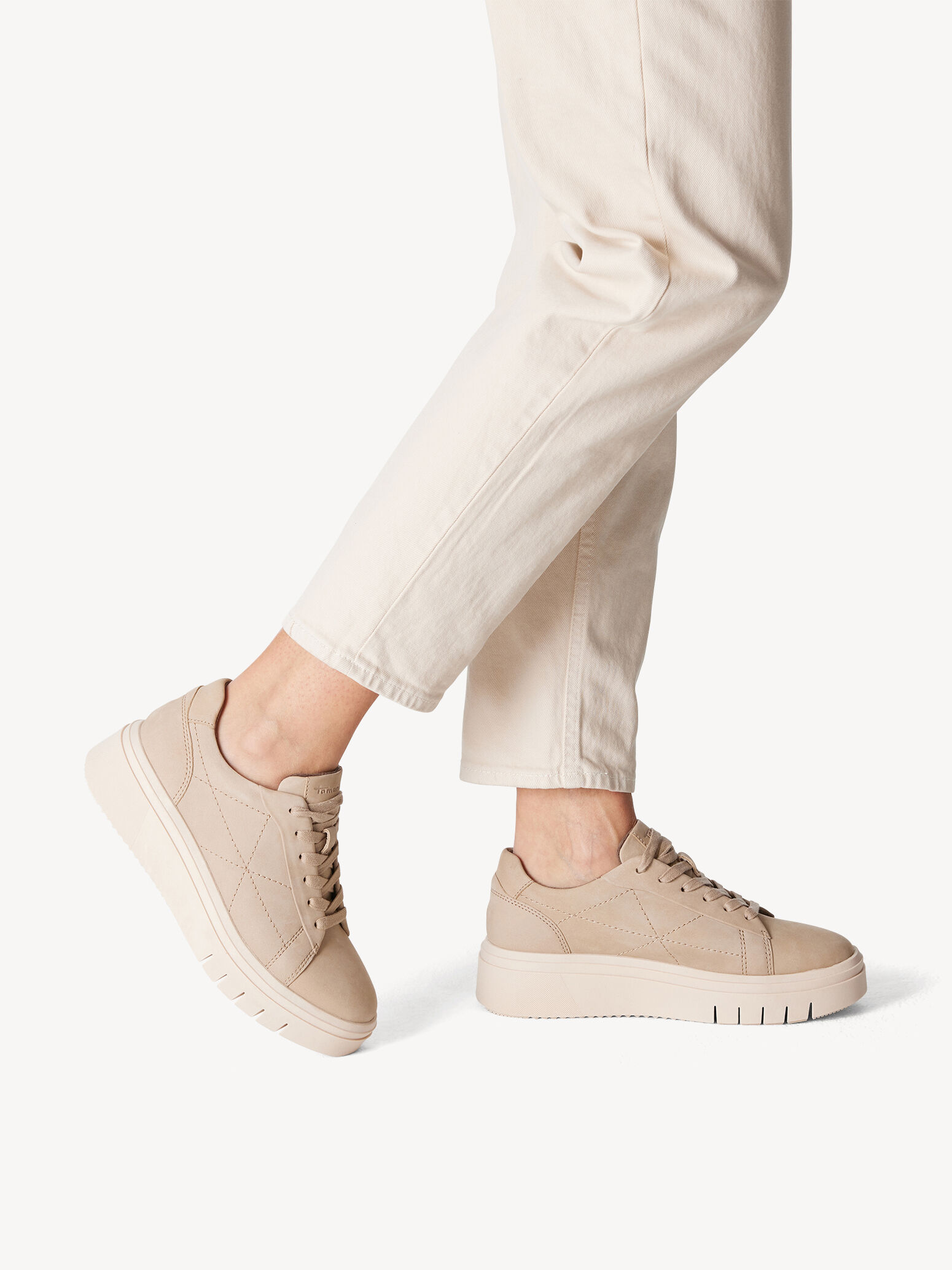 Leather Sneaker - Beige
