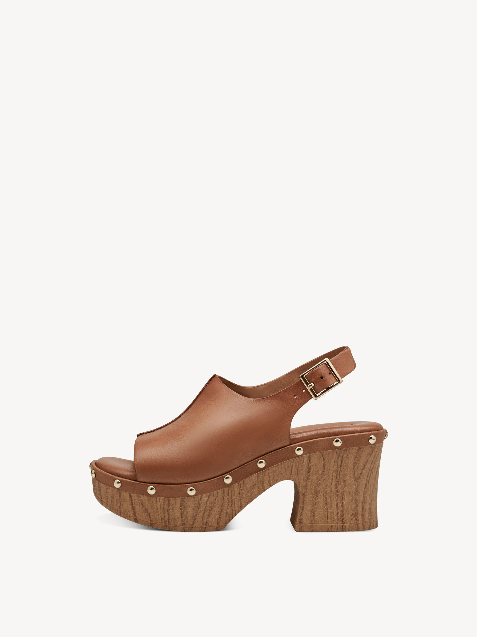 Leather Heeled Sandal - Brown