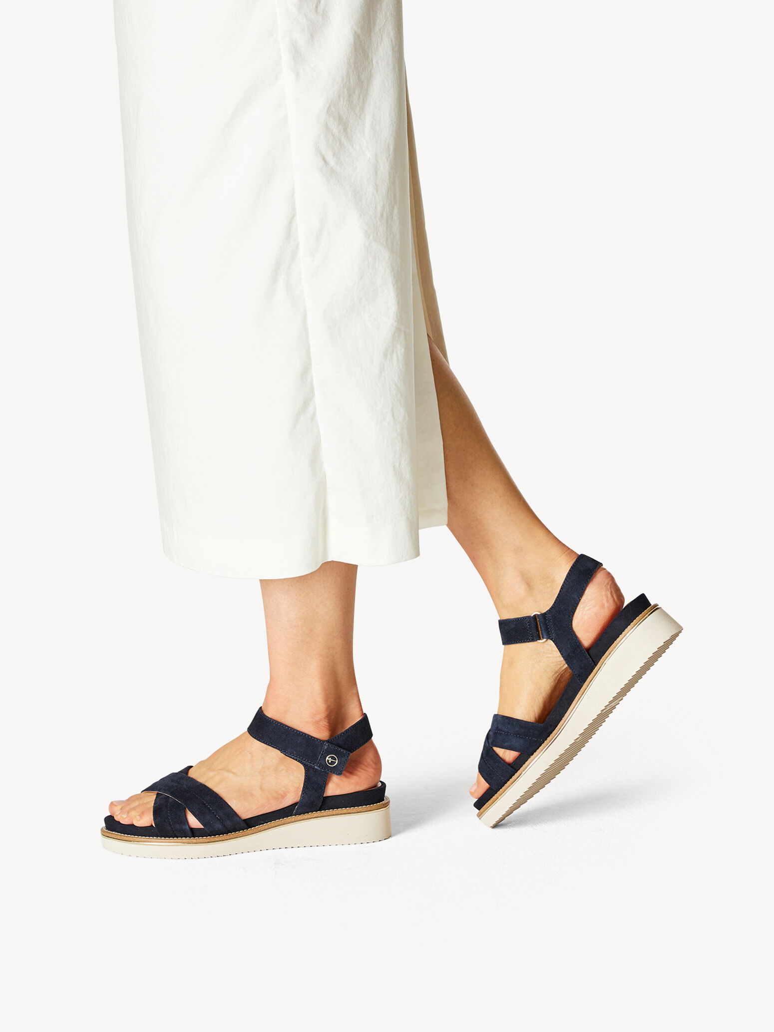 Leather Heeled Sandal - Blue