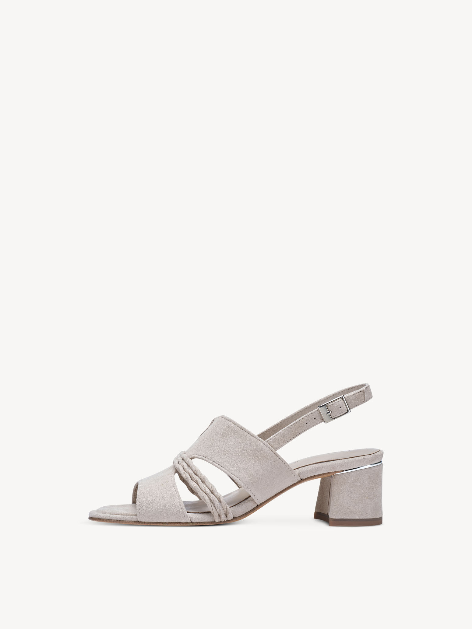 Leather Heeled Sandal - Beige
