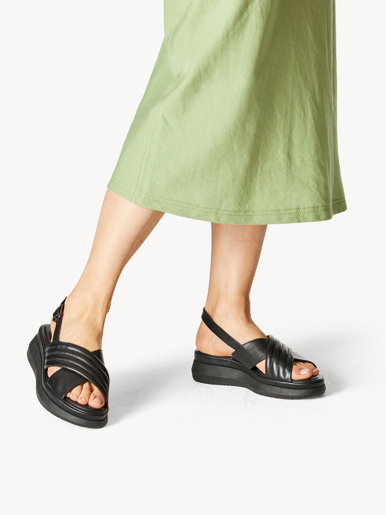 Leather Heeled Sandal - Black