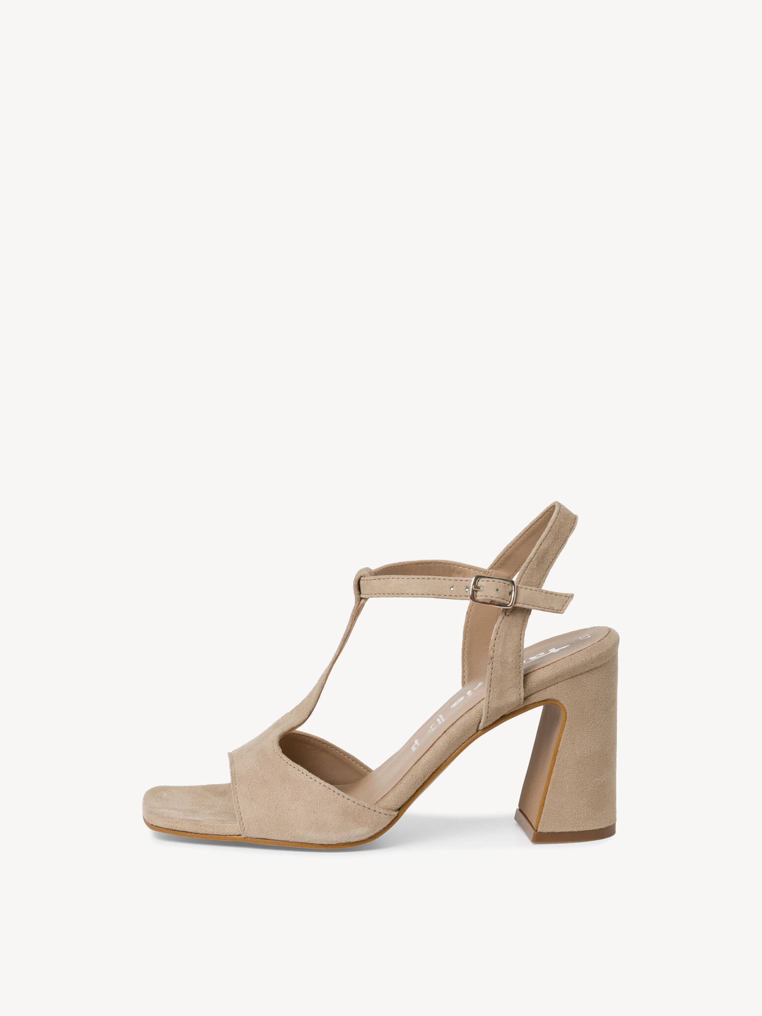 Leather Heeled Sandal - Beige