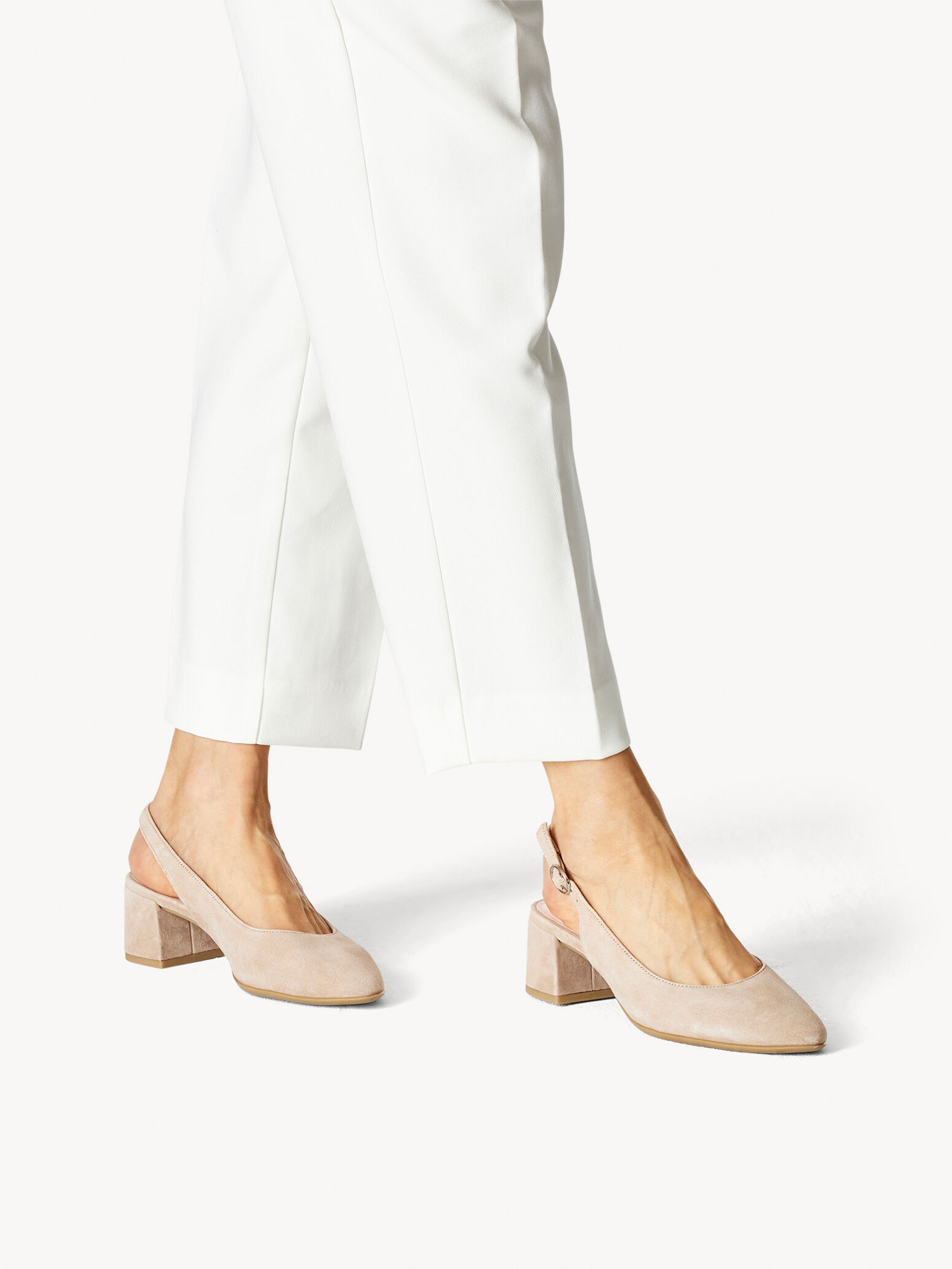 Leather Sling Pumps - Rose